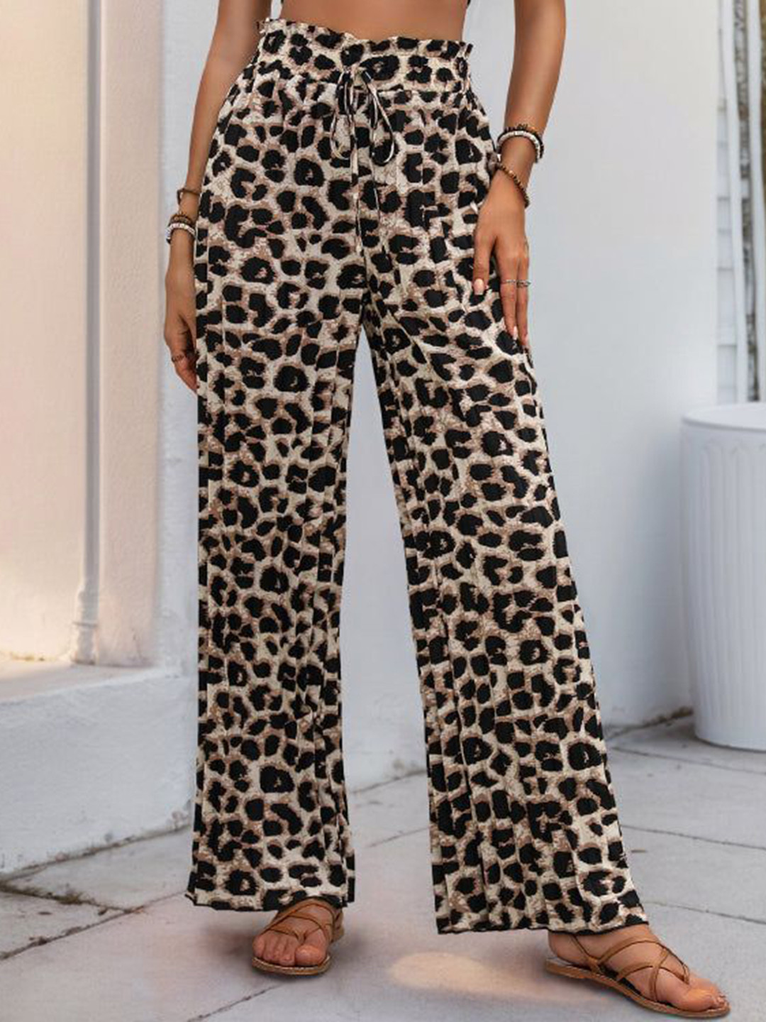 Outzidr Black Animal Printed Pants