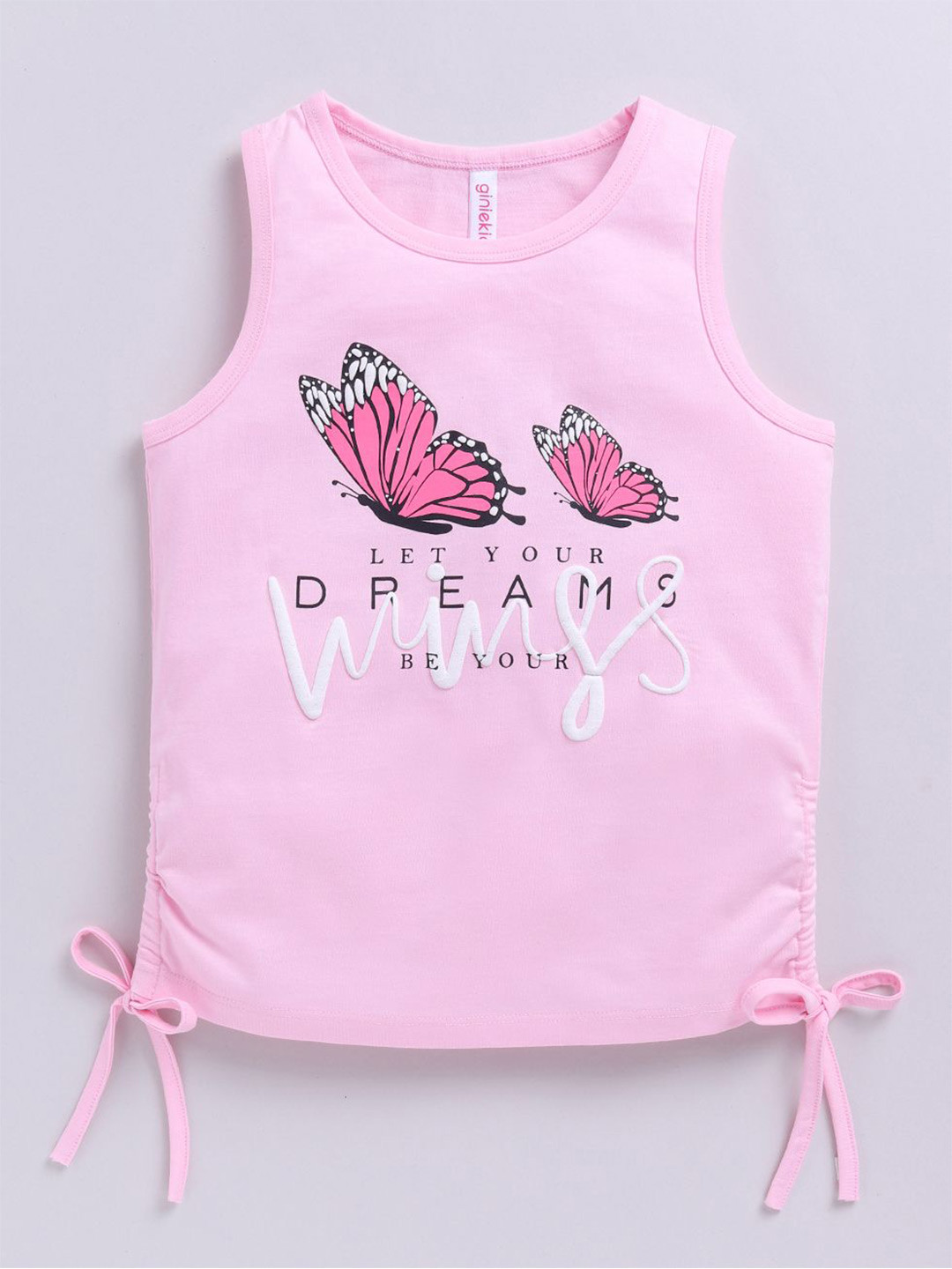 giniekids Girls Typography Print Cotton Top