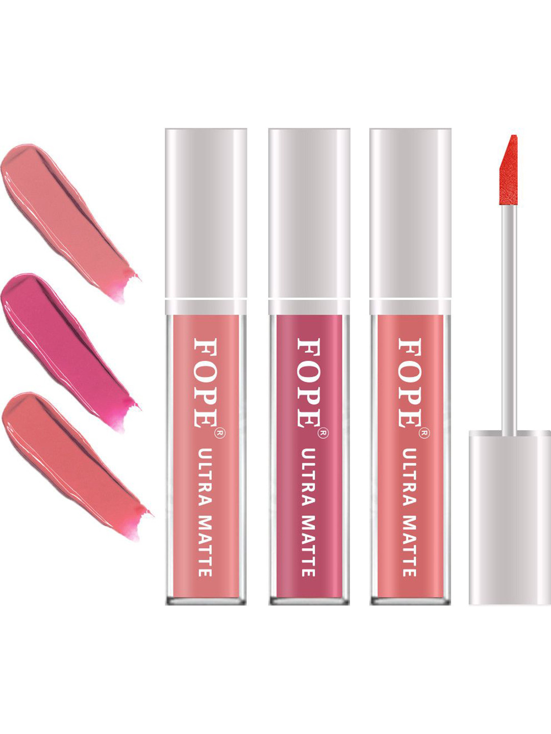 FOPE Set Of 3 Matte Liquid Lipstick  - 4 ml Each - Old Rose 02-Deep Rose 03-Pastle Red 07