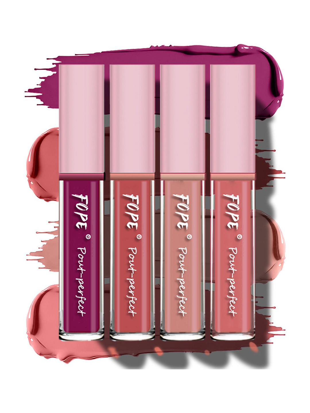 FOPE Pout Perfect Set Of 4 Long Lasting Matte Liquid Lipstick - 4ml Each 01-04-11-12