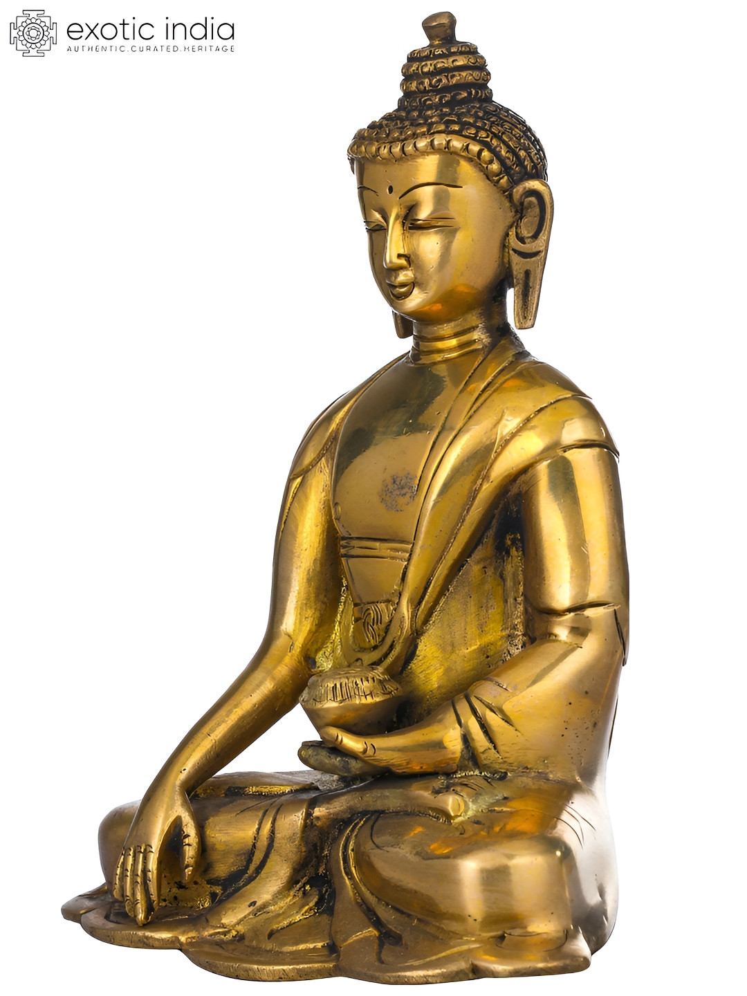 Exotic India The Union Of Samsara and Nirvana Gold Brass Metallic Prayer Room Hand Made Small Showpiece - 6 Inches