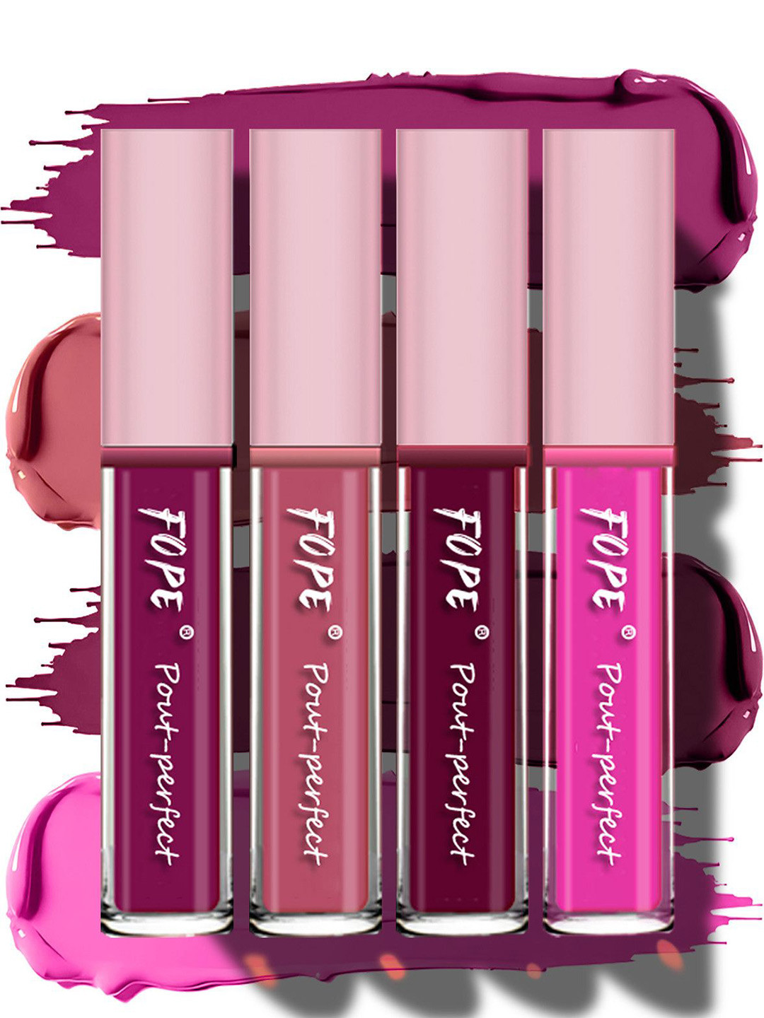 FOPE Pout Perfect Set Of 4 Long Lasting Matte Liquid Lipstick - 4ml Each 01-03-08-12