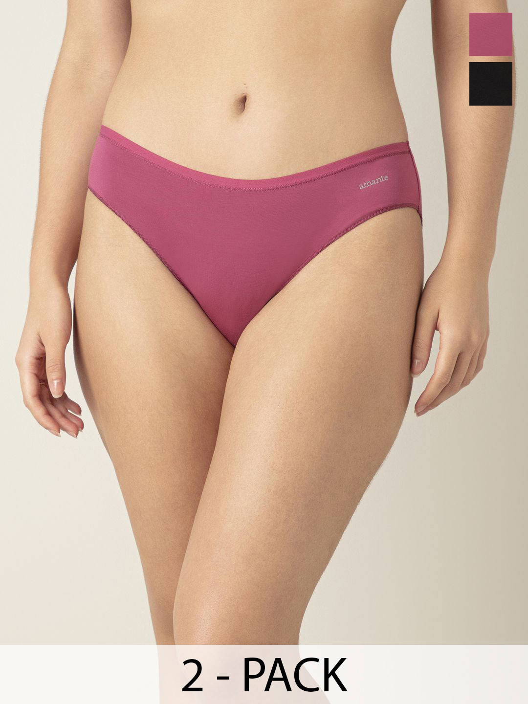 Amante Pack Of 2 Mid-Rise Hipster Briefs PPK83102C1781