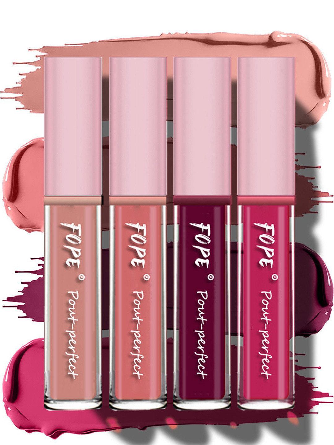 FOPE Set Of 4 Pout Perfect Long Lasting Smudge-Free Liquid Lipstick - 4 ml Each