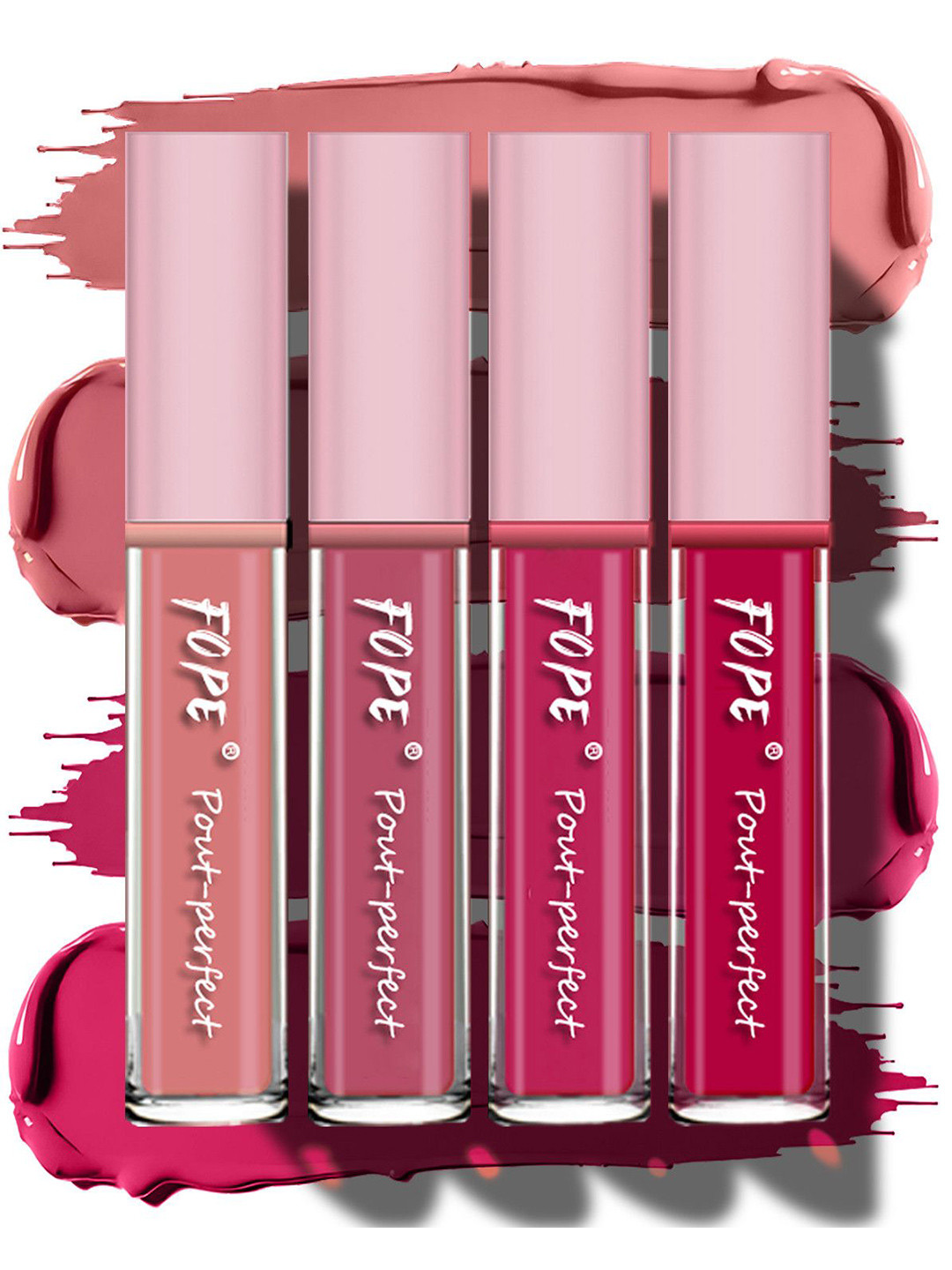 FOPE Set Of 4 Pout Perfect Smudge-Free Liquid Lipstick - 4 ml Each Shade - 02 03 09 12