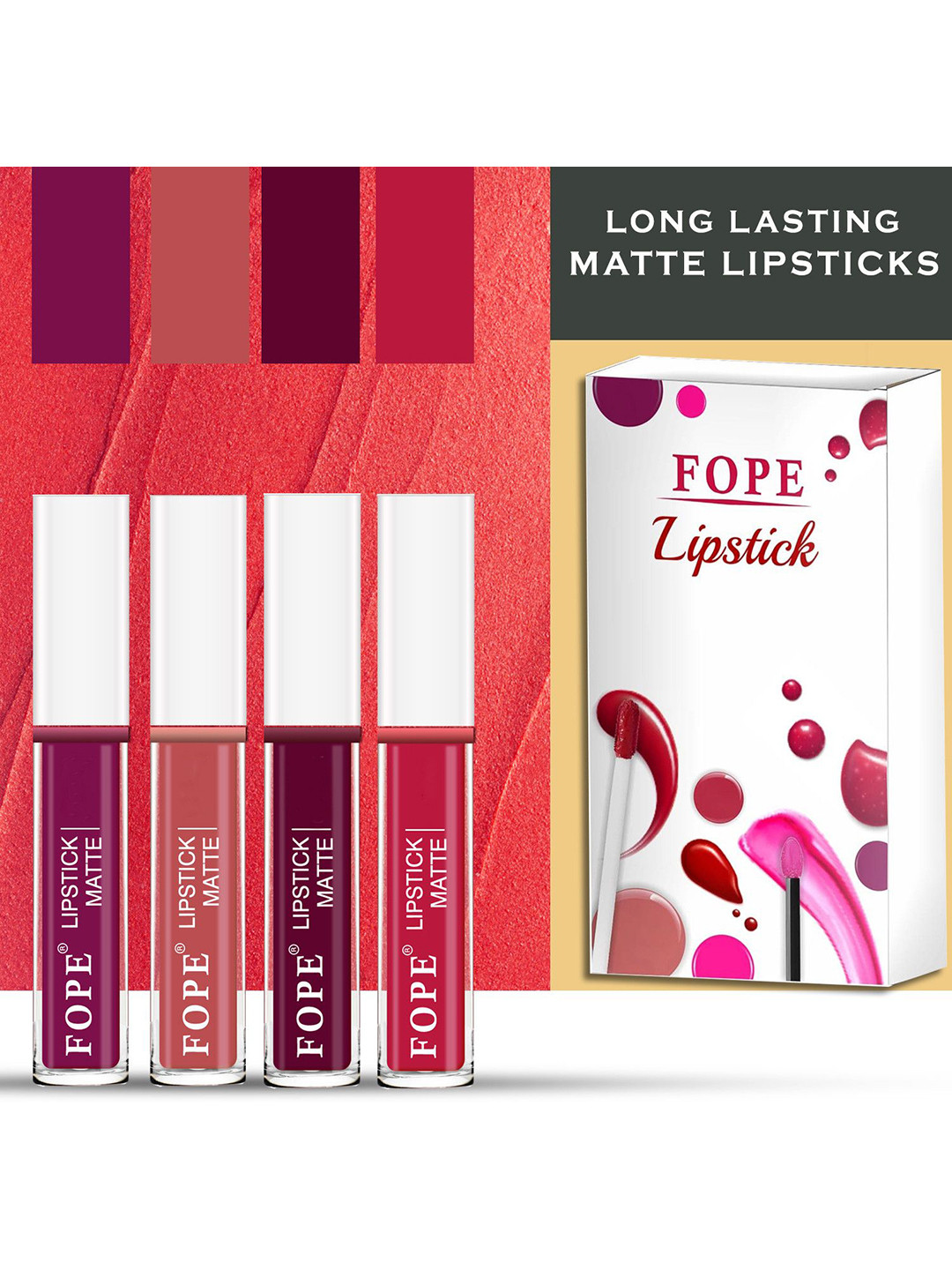 FOPE Revolutionary Set Of 4 Smudge Proof Long Lasting Matte Lipstick - 4 ml Each