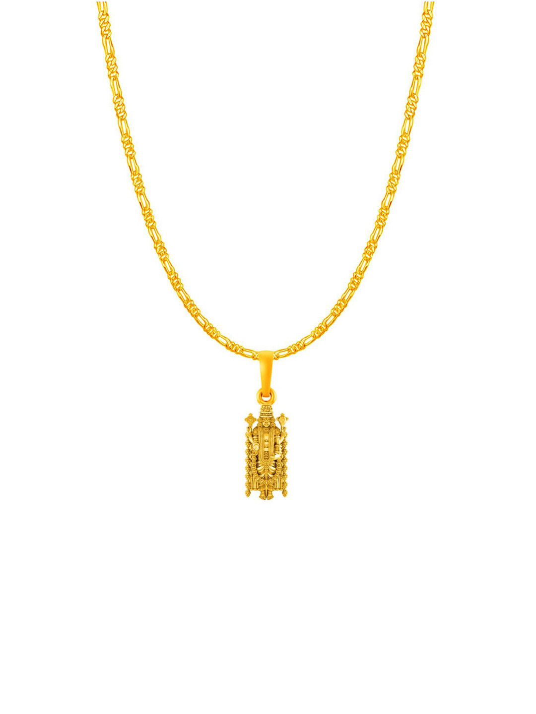 Metronaut Men 92.5 Silver 22KT Gold-Plated Bala Ji Pendant with Figaro Chain