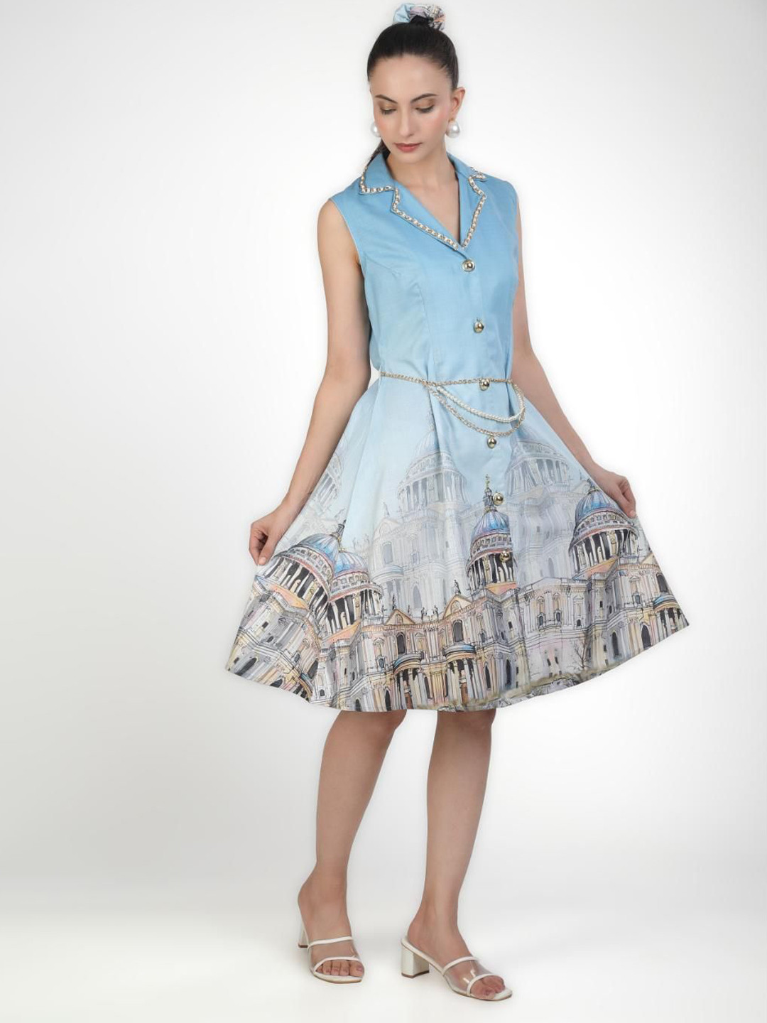 KOVET Printed Linen Shirt Dress