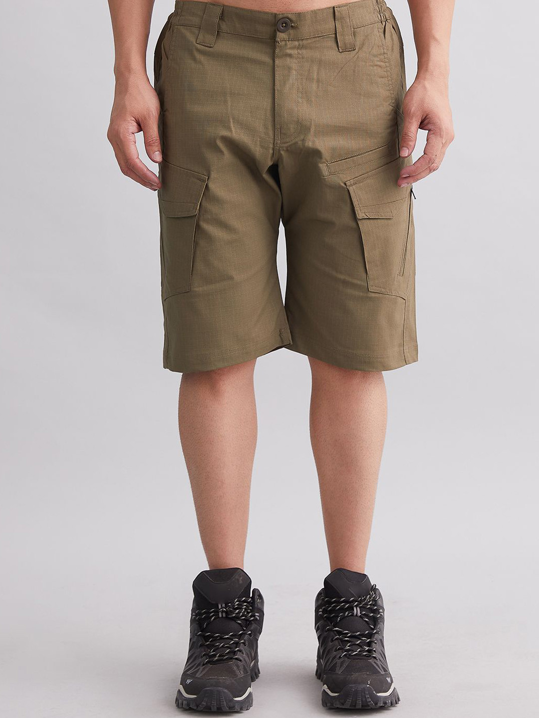 MOUNTMILLER Men's Comfortable Fit Mid Rise Explorer Ripstop Tactical Solid Short