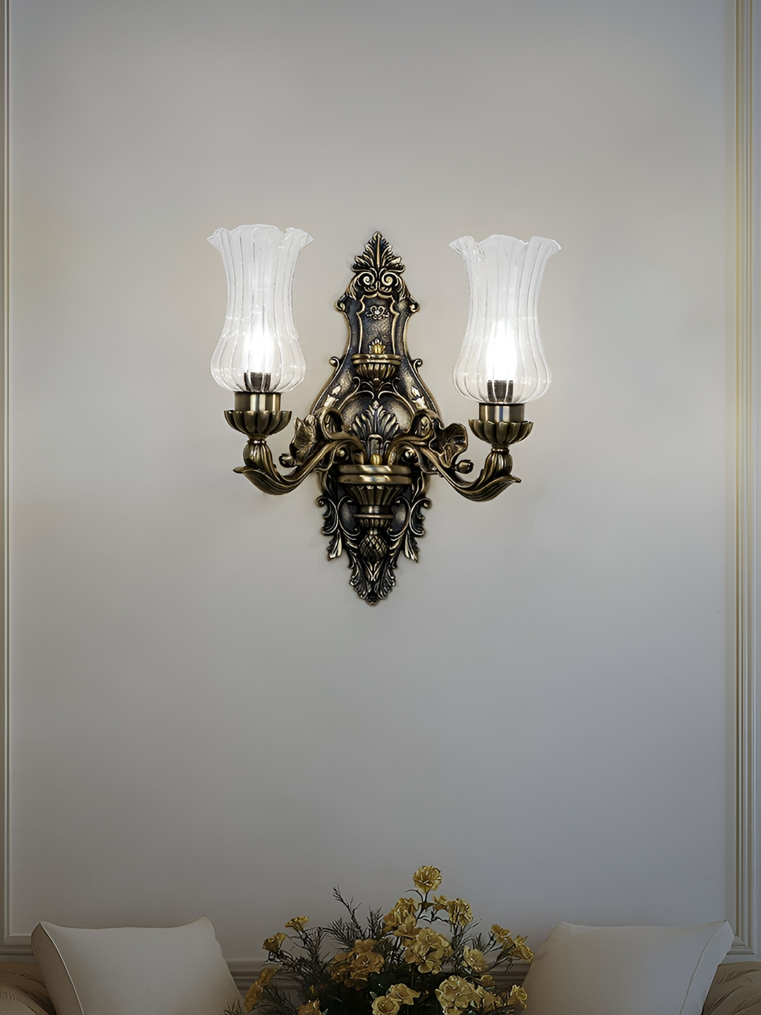 Fos Lighting Gold-Toned & White Aluminium Spherical Shaped Wall Lamp