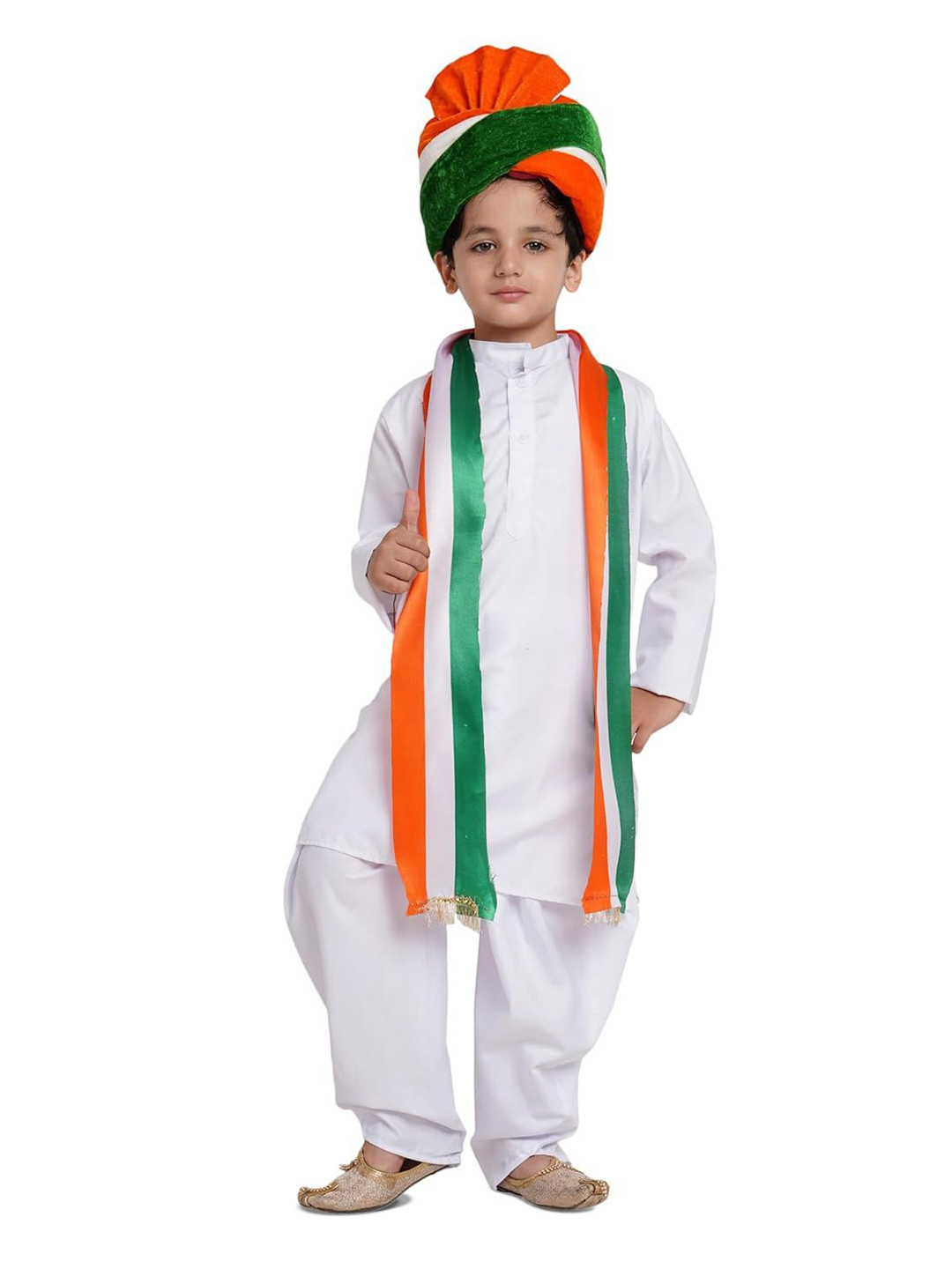 Kaku Fancy dresses Kids Independence Day Dhoti Kurta With Tricolor Safa & Stole Costume