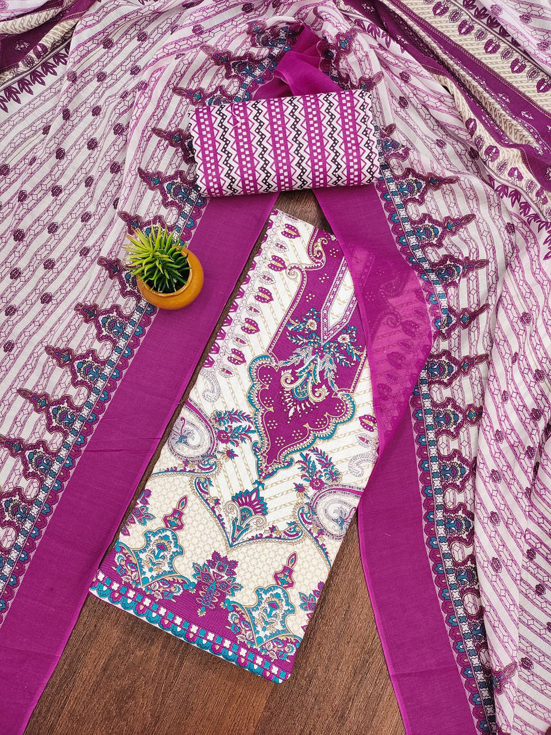 Panzora Ethnic Motifs Printed Unstitched Dress Material