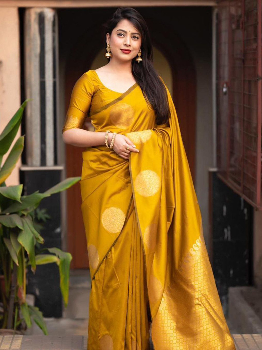 SHOP DROP Women Woven Design Zari Art Silk Designer Banarasi Saree