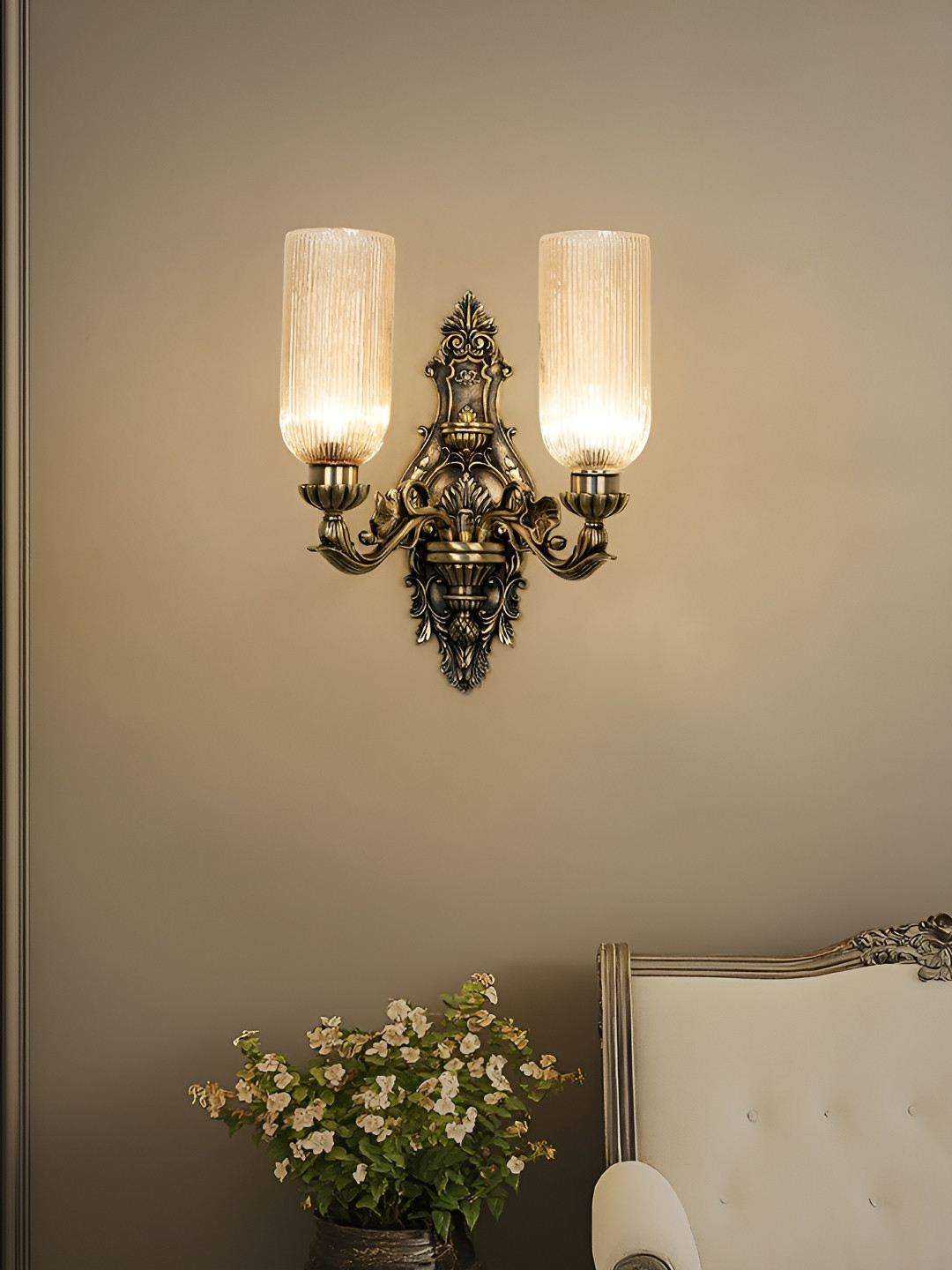 Fos Lighting Gold-Toned Printed Aluminium Spherical Shaped Wall Lamp