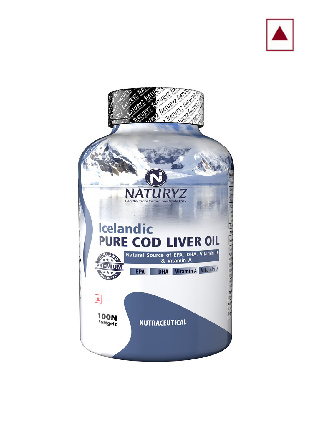 NATURYZ Icelandic COD Liver Fish Oil Capsules With Natural Omega 3 & Vitamins 100 Soft Gel