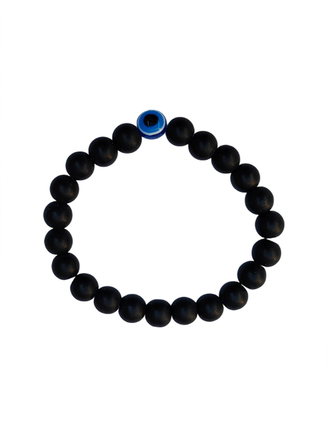 MAATIR DESIGNS Unisex Matt Plain Marble Beaded Evil Eye Elasticated Bracelet