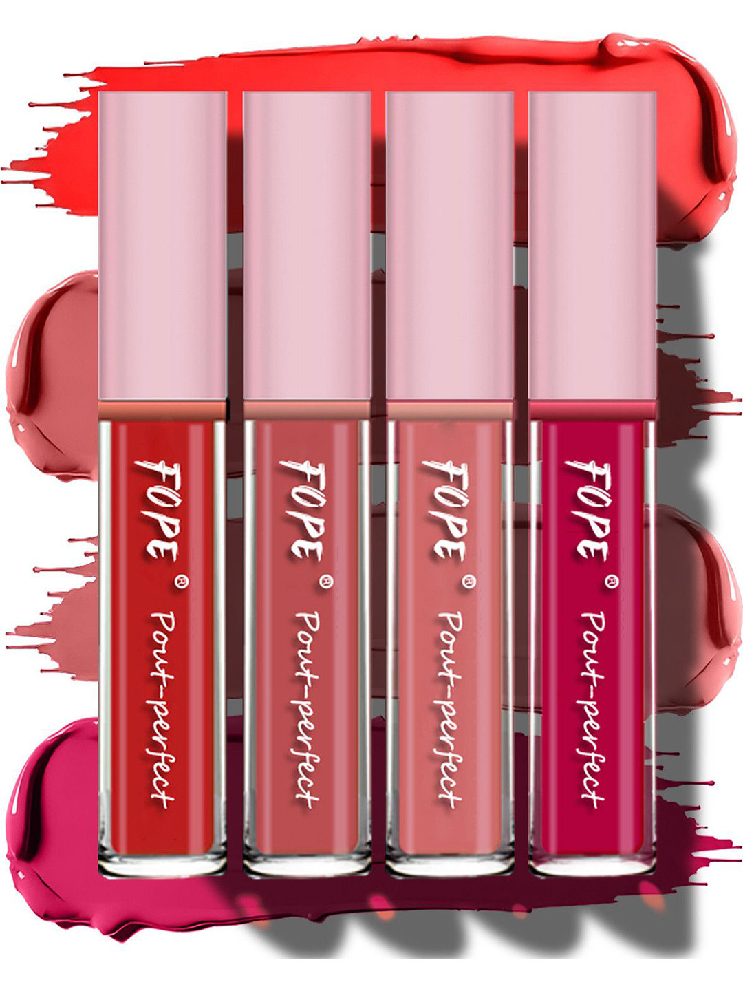 FOPE Pout Perfect Set Of 4 Long Lasting Matte Liquid Lipstick - 4ml Each- 04- 05 - 07 - 10