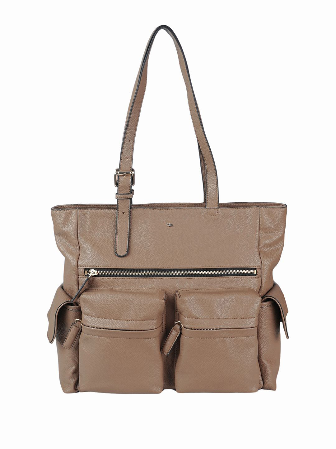 Hie Women Lisa Multi-Pocket Solid Structured Tote Bag
