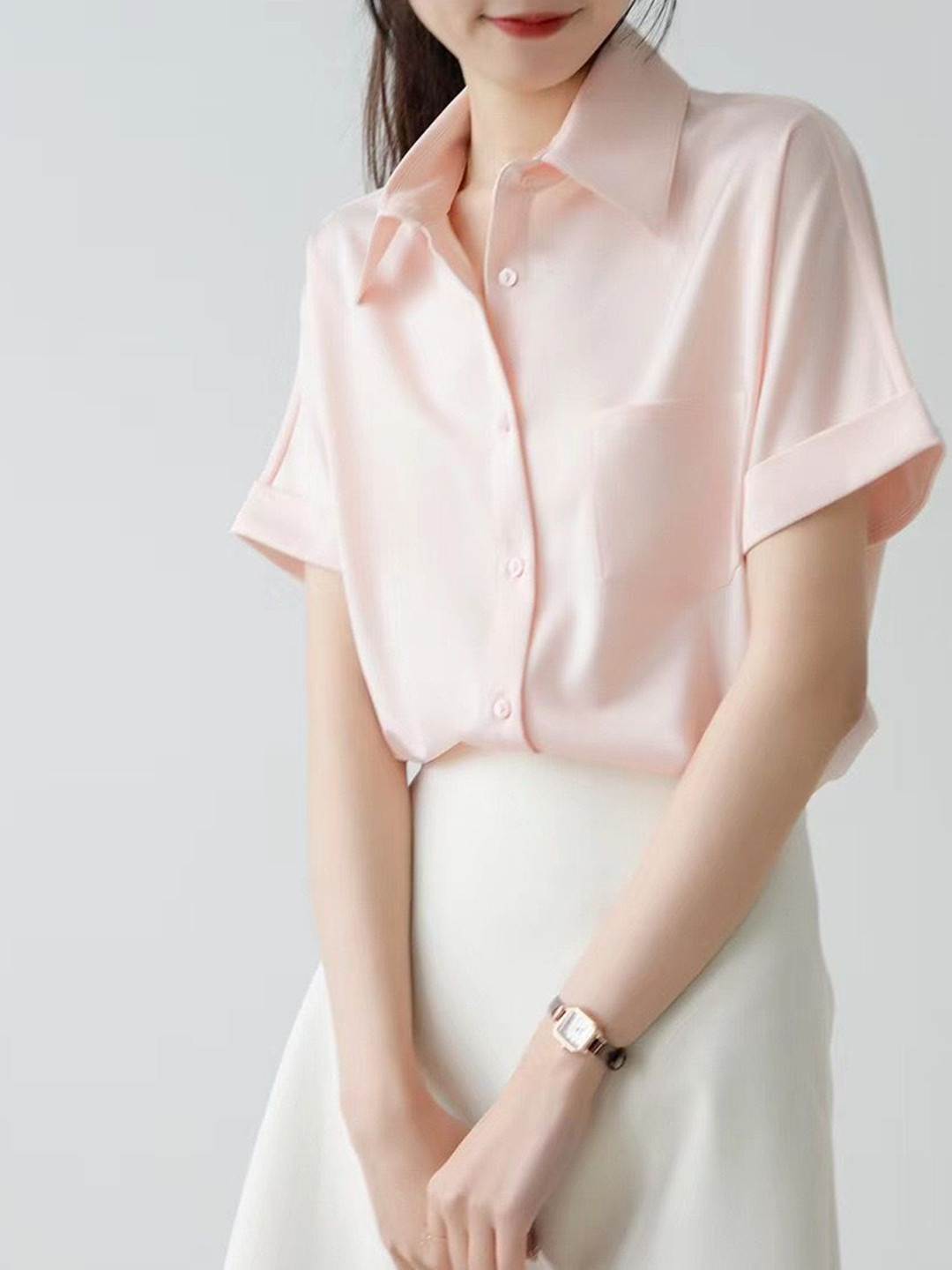 StyleCast x Revolte Women Solid Chest Pocket Shirt