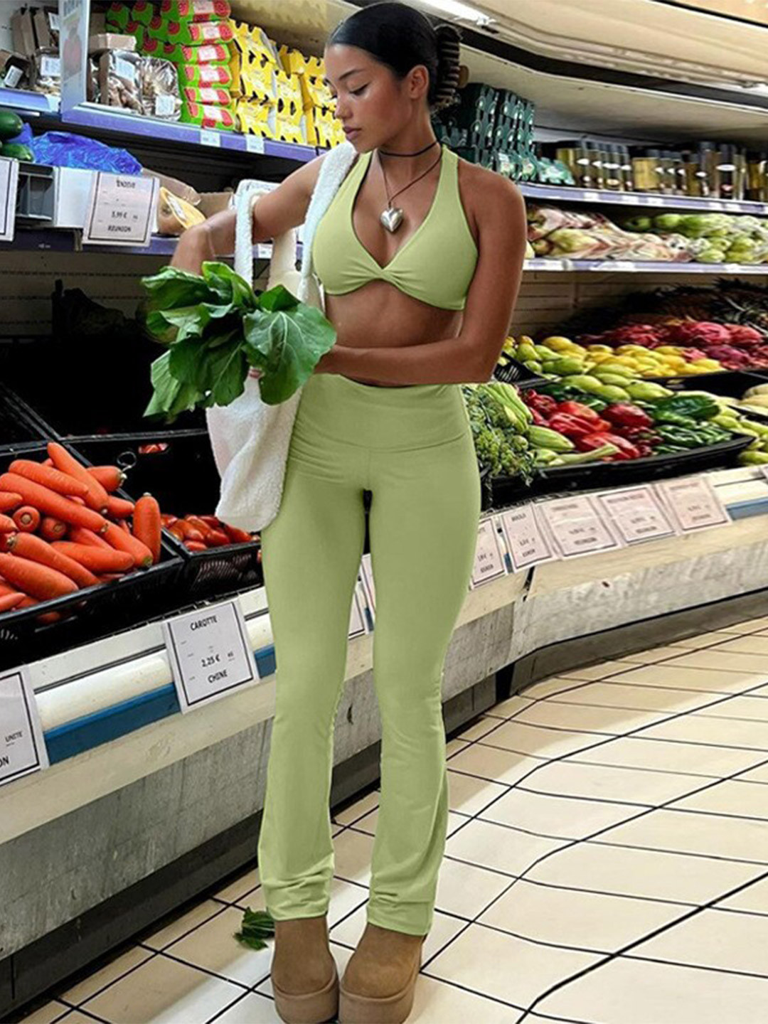 StyleCast x Revolte Crop Top With Trousers