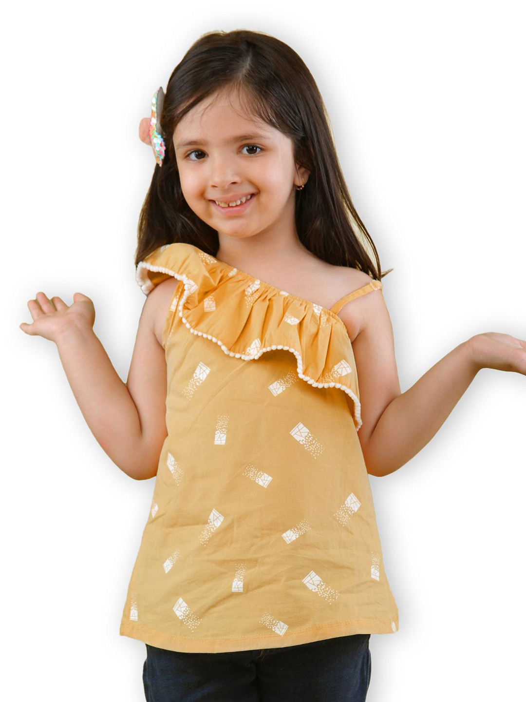 Nino Togs Girls Printed One Shoulder Cotton Top