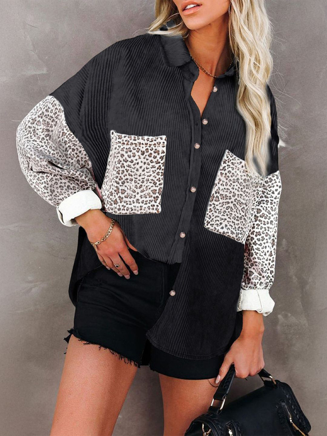 KPOP Women Oversized Animal Print Casual Shirt