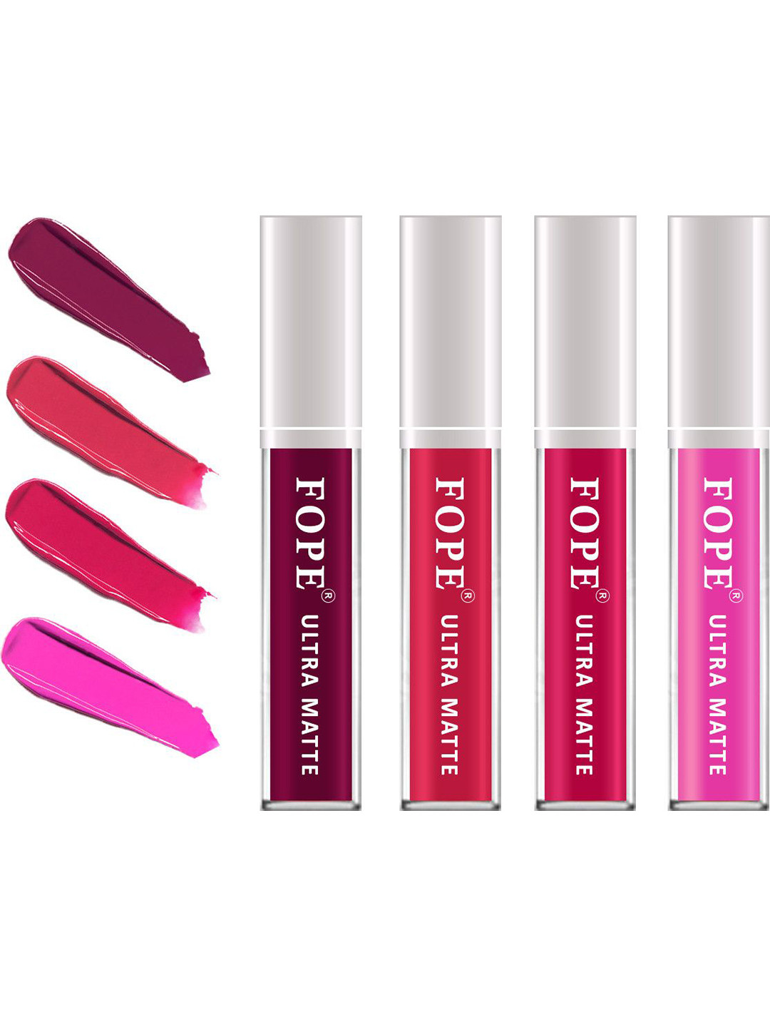 FOPE Set Of 4 Long Lasting Matte Liquid Lipstick - 4 ml Each - 8 - 9 - 10 - 12