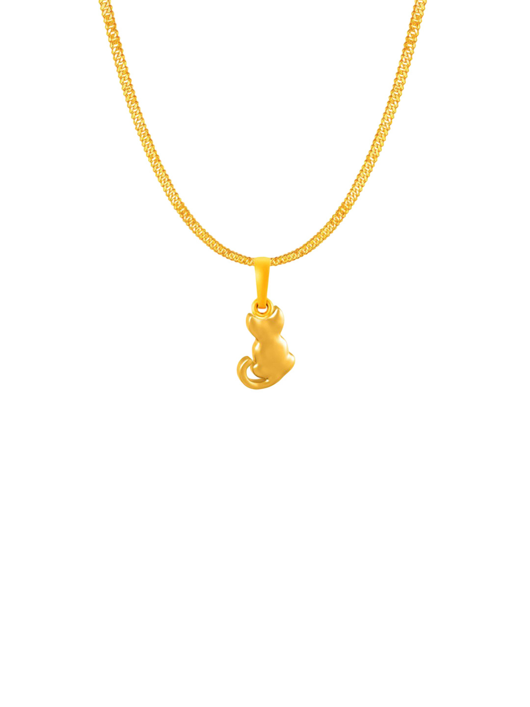 Metronaut 925 Silver 22KT Gold-Plated Contemporary Cat Shaped Pendant with Chain