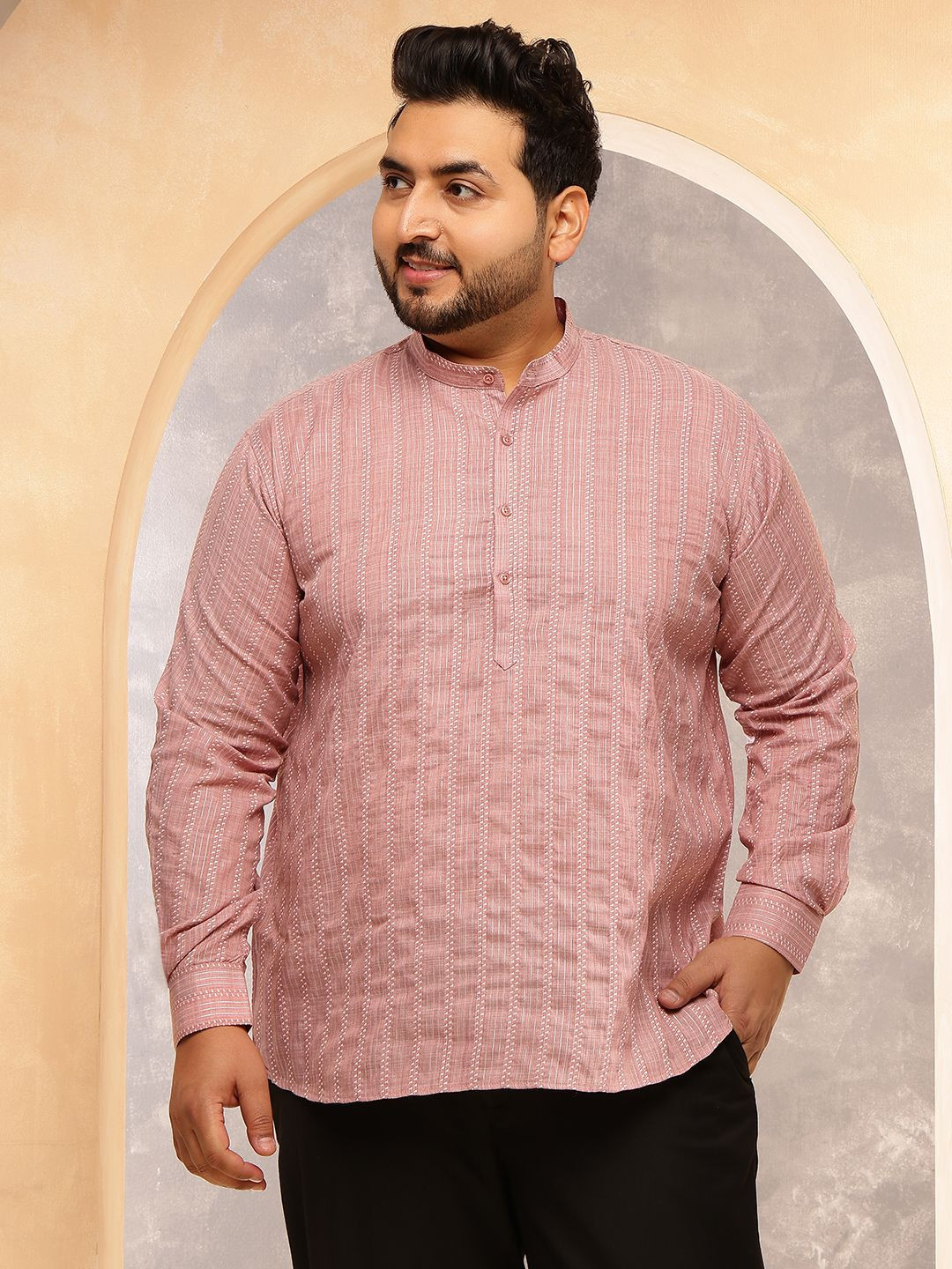 SOJANYA PLUS Men Striped Daily Cotton Straight Kurtas