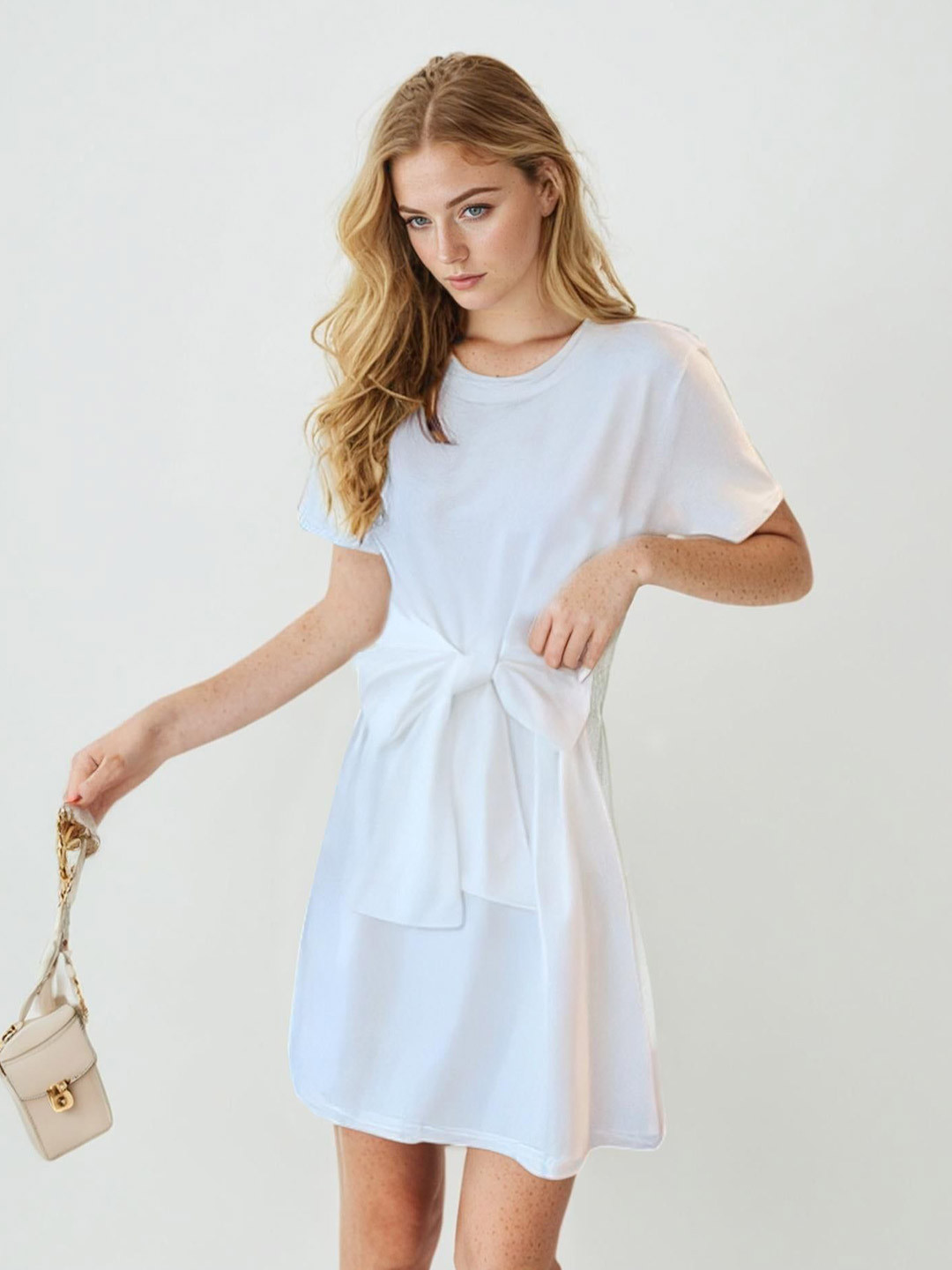 Outzidr White Flared Mini Dress