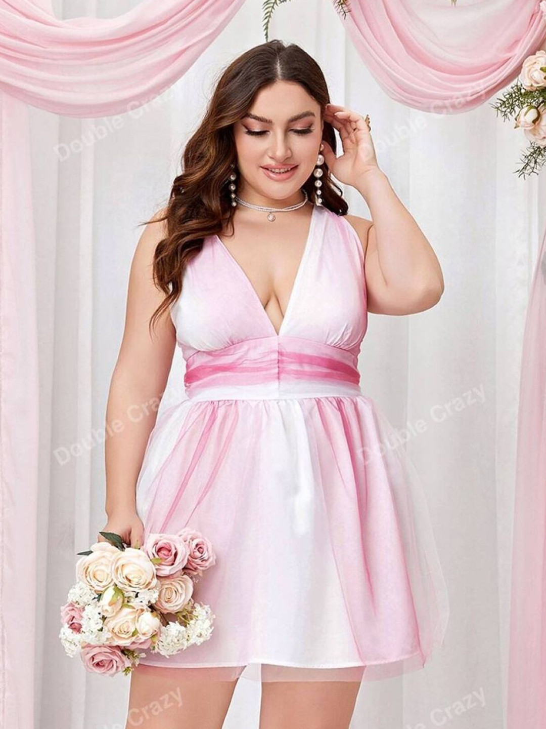 KPOP Women Plus Size Dyed Fit & Flare Dress
