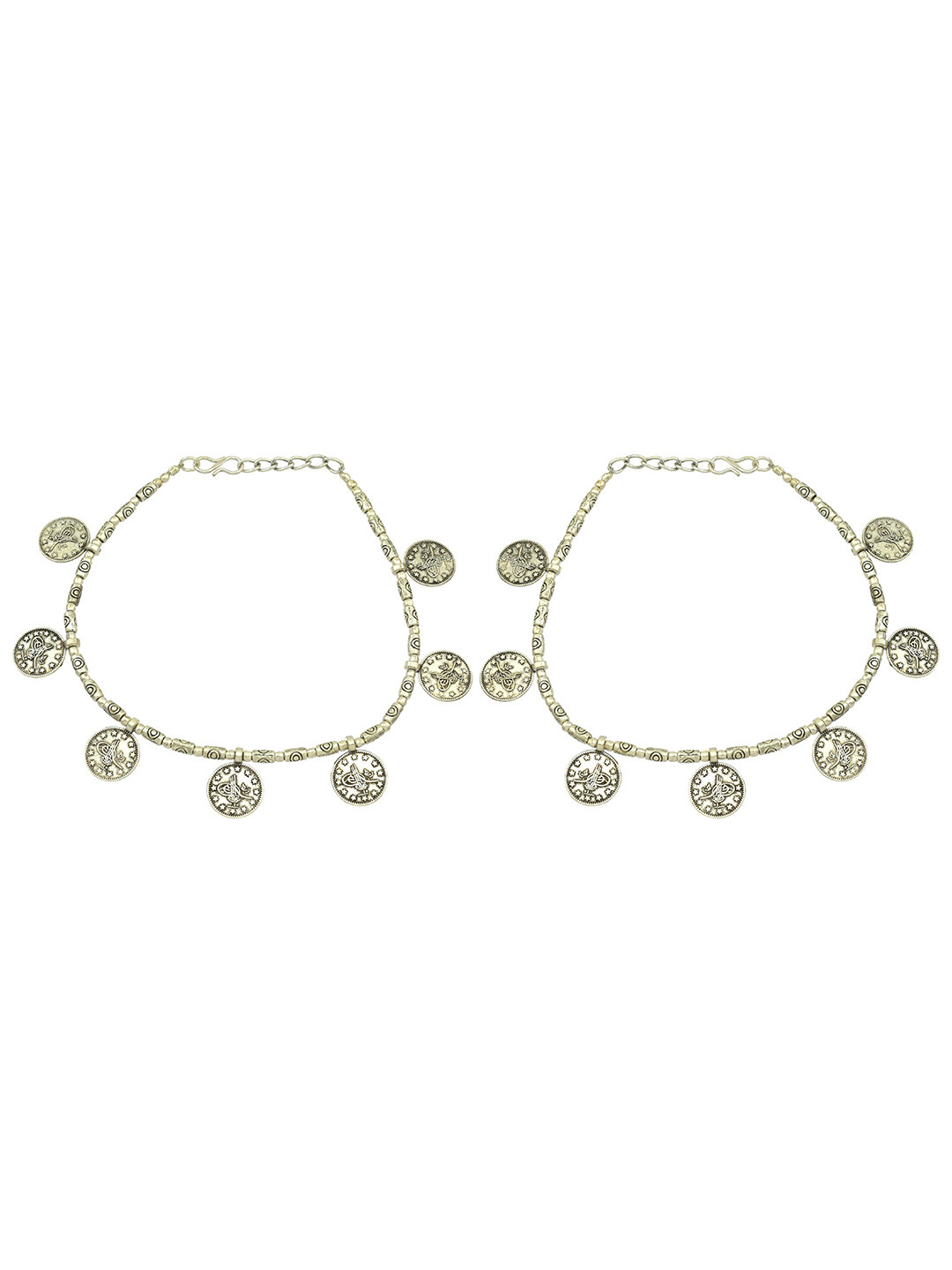 HIGH TRENDZ Silver-Plated German Silver Oxidised Anklets