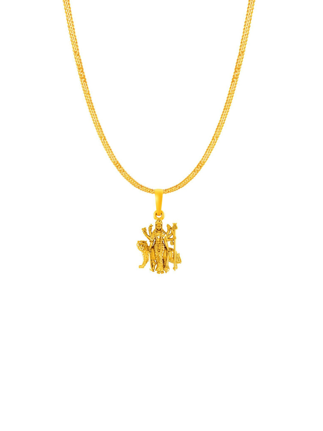 Metronaut 925 Silver 22KT Gold-Plated Contemporary Durga maa Pendant with Chain