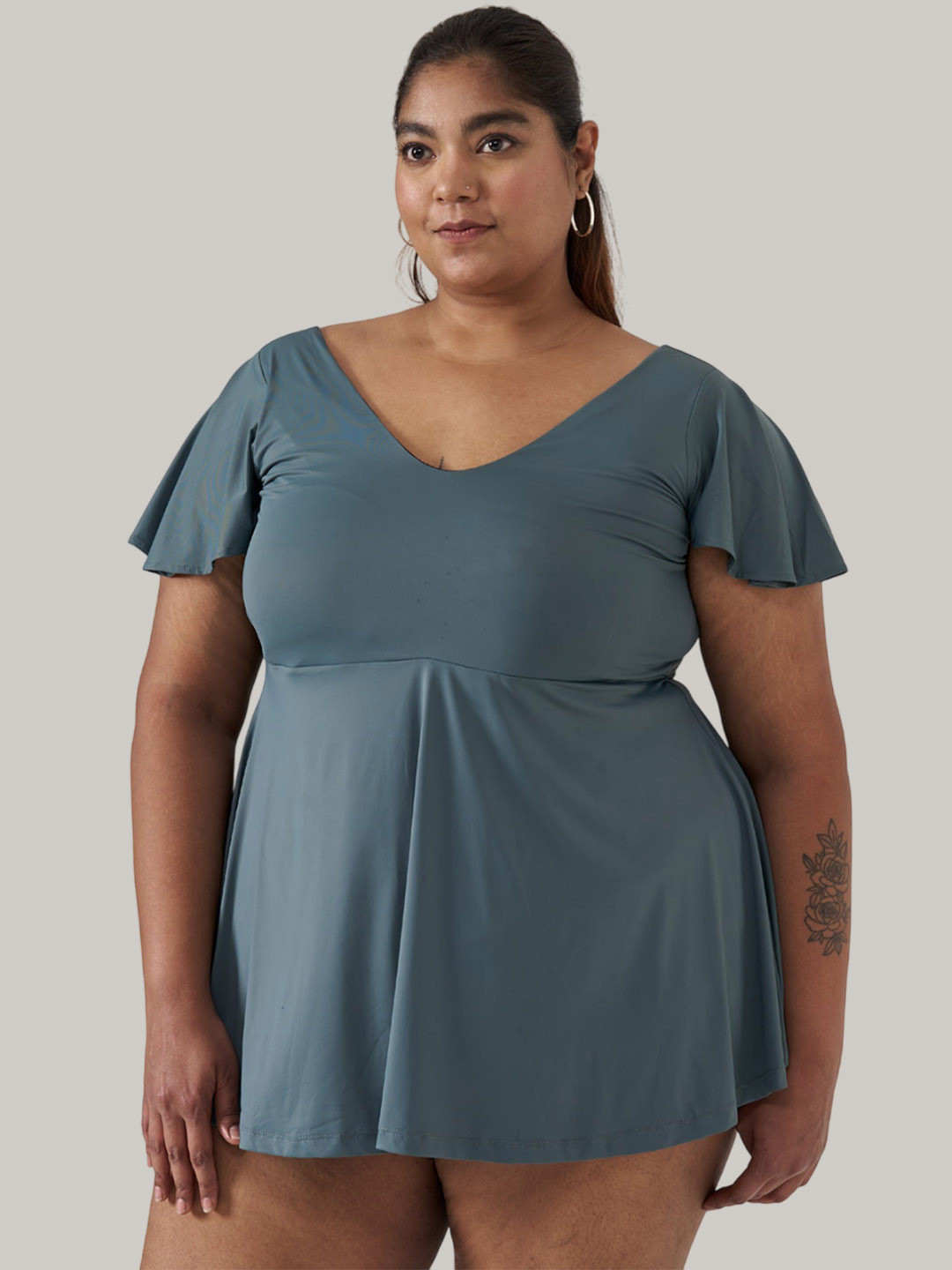 SPIRIT ANIMAL Women Plus Size 2 Piece Swimsuit with Swim Dress and Short