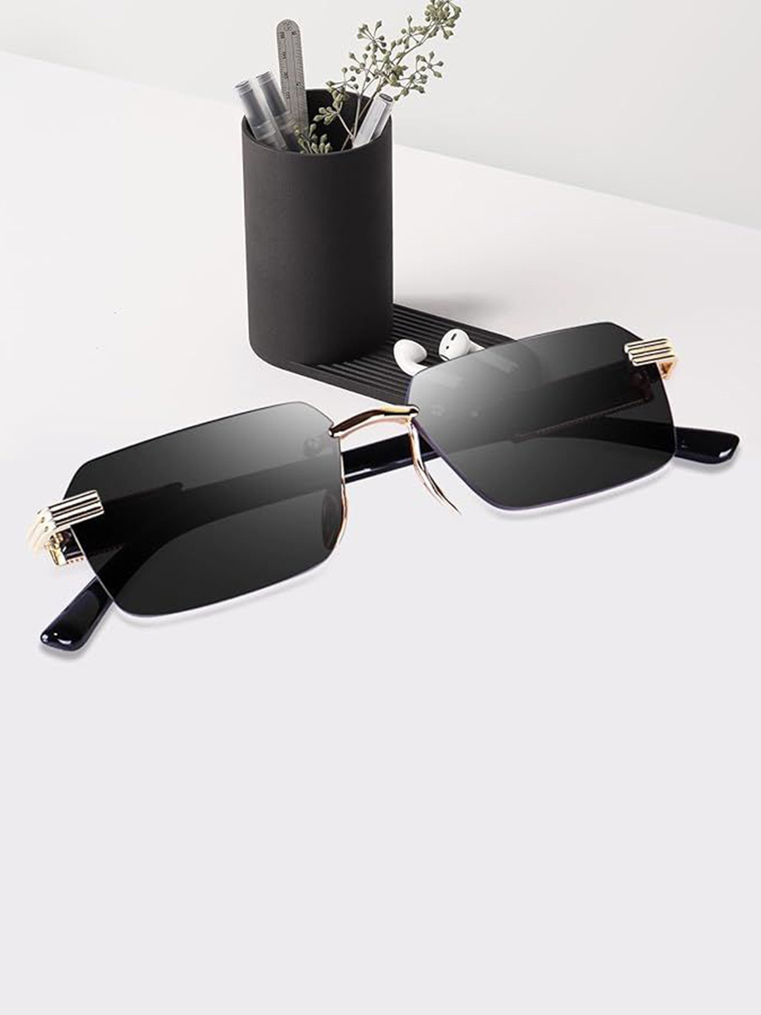 SPADEACES Men Square Sunglasses with UV Protected Lens SP Classic Karan Black