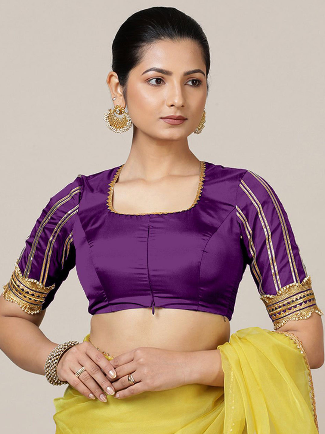 Binks Aziza Elbow Sleeves Flexi Fit Saree Blouse With Gota