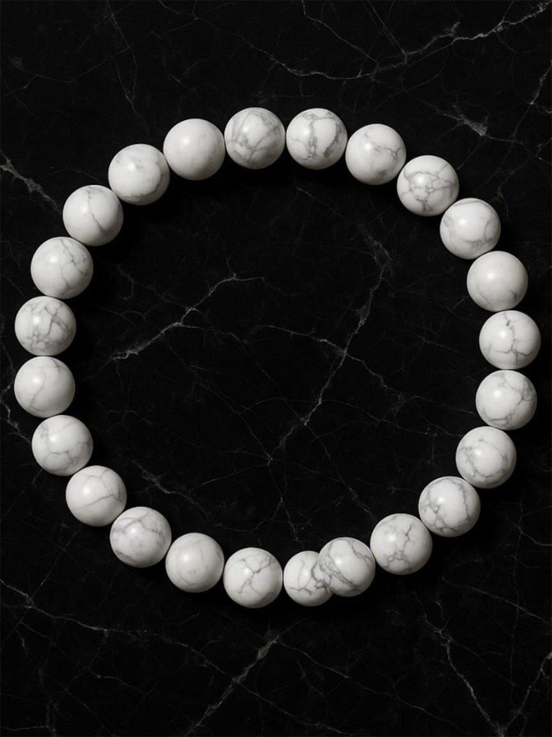 MITHILA Handicrafts Unisex Howlite Stone Beaded Elasticated Bracelet
