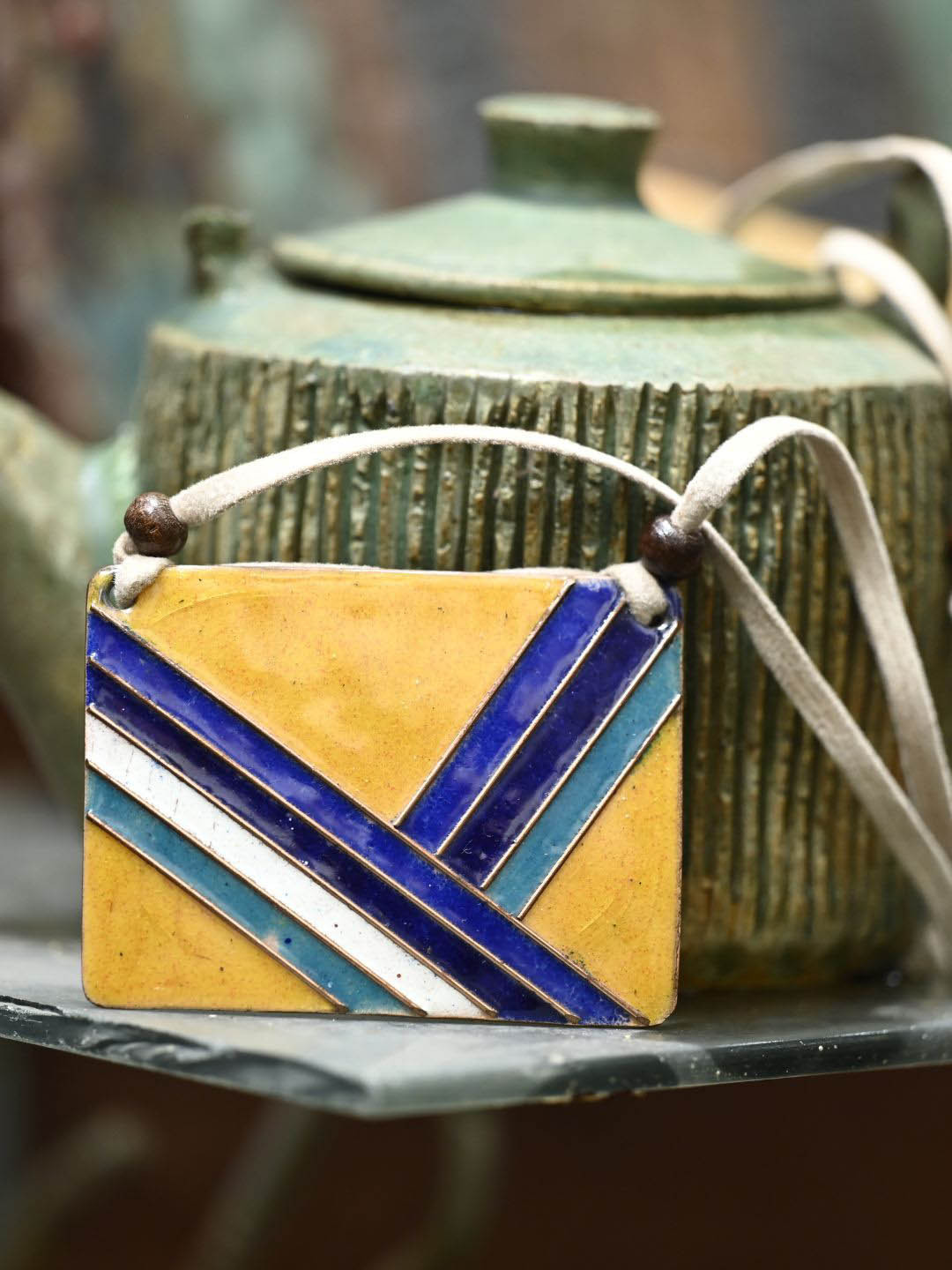 Ekibeki Copper Enamel Trio Pendant Necklace