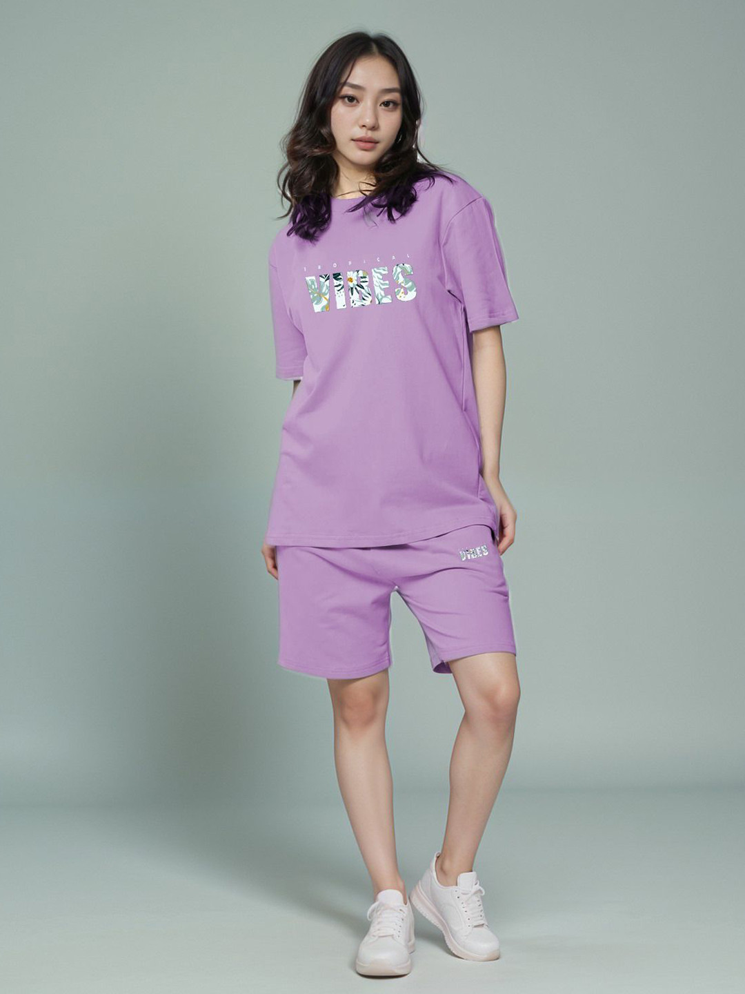 Keenuu Printed  Pure Cotton T-Shirt With Shorts Co-Ords