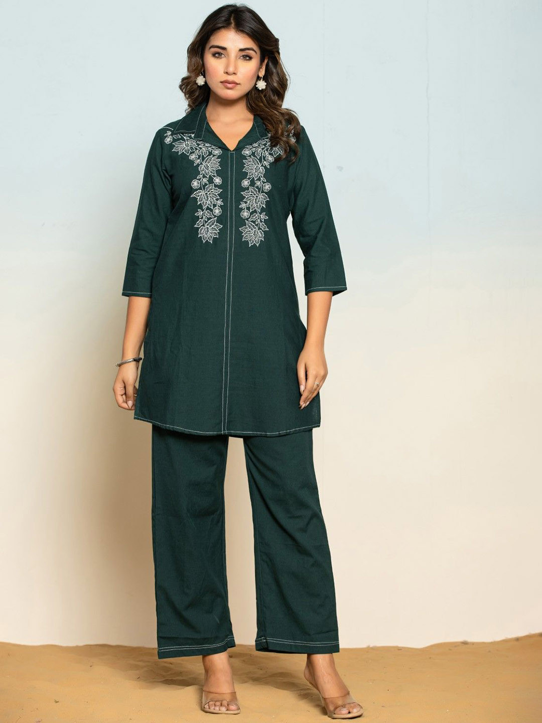 AUTUMN LANE Bhavna Pine Embroidered Co-Ord Set