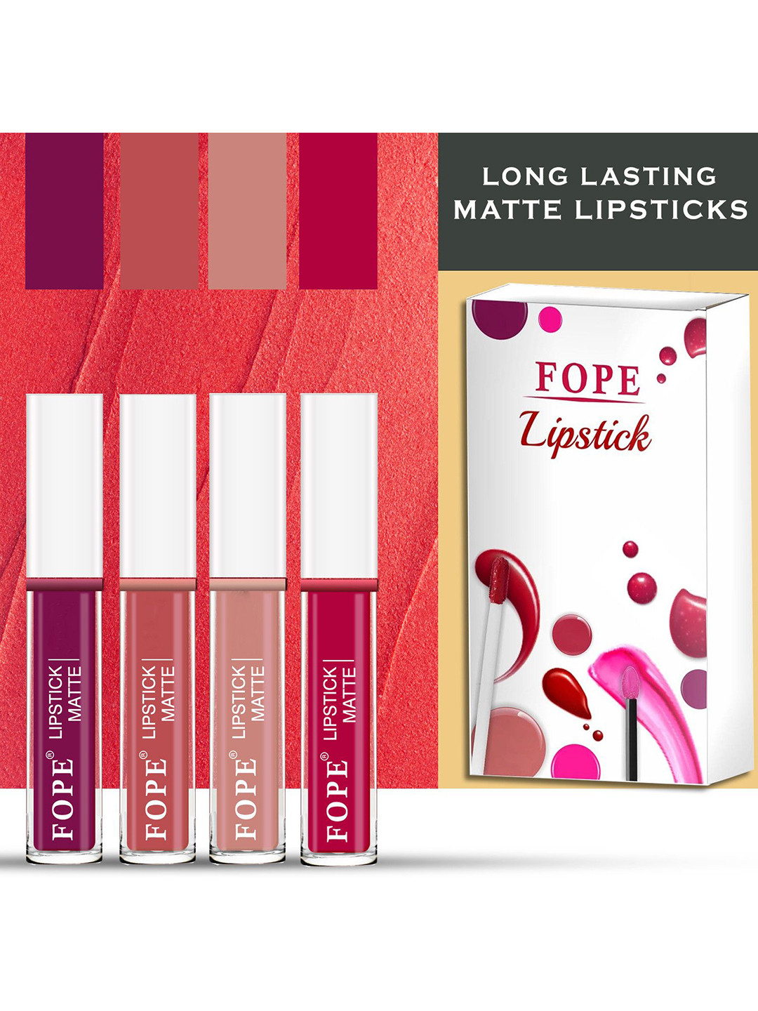 FOPE Set Of 4 Revolutionary Waterproof Matte Liquid Lipstick - 4 ml Each -1-5-6-11