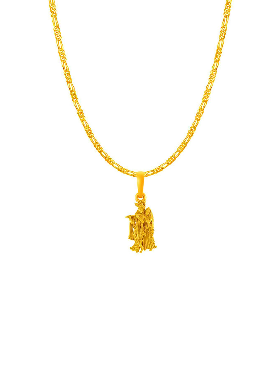 Metronaut 92.5 Sterling Silver 22KTGold-Plated Radha Karishna Pendant With Figaro Chain