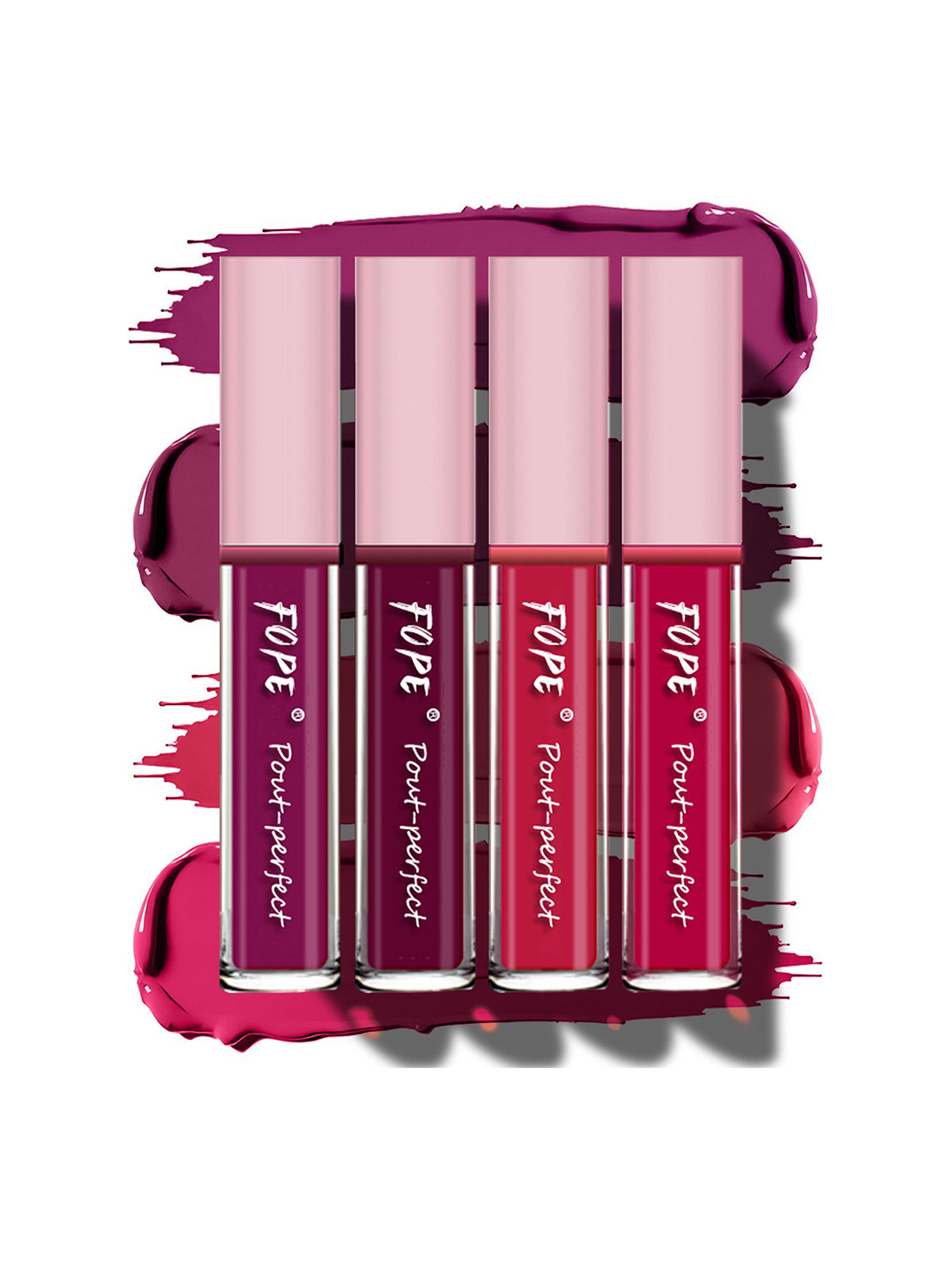 FOPE Pout Perfect Set Of 4 Long Lasting Matte Liquid Lipstick - 4ml Each-01-07-11-12