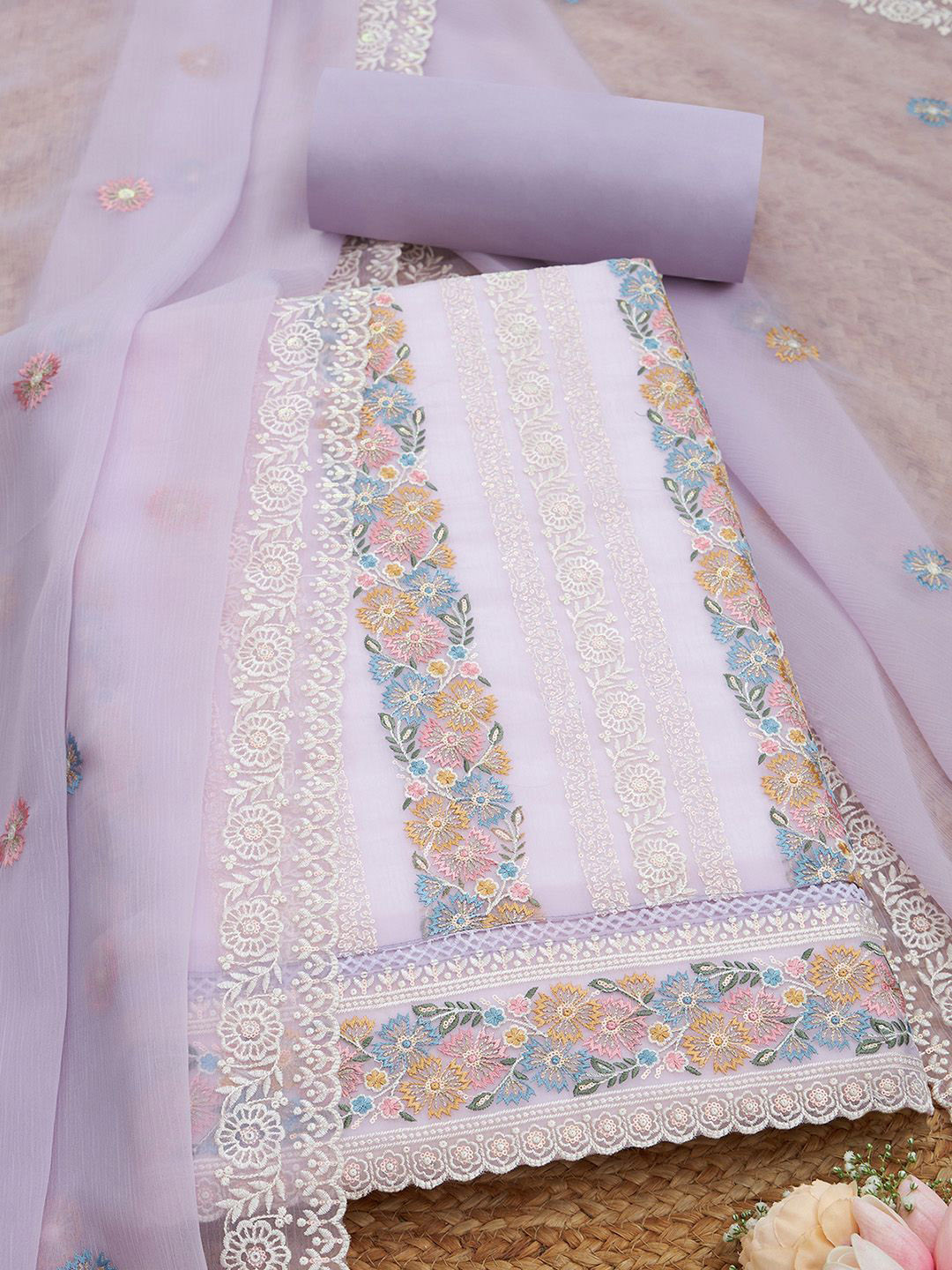 Soch Embroidered Silk Chiffon Unstitched Dress Material