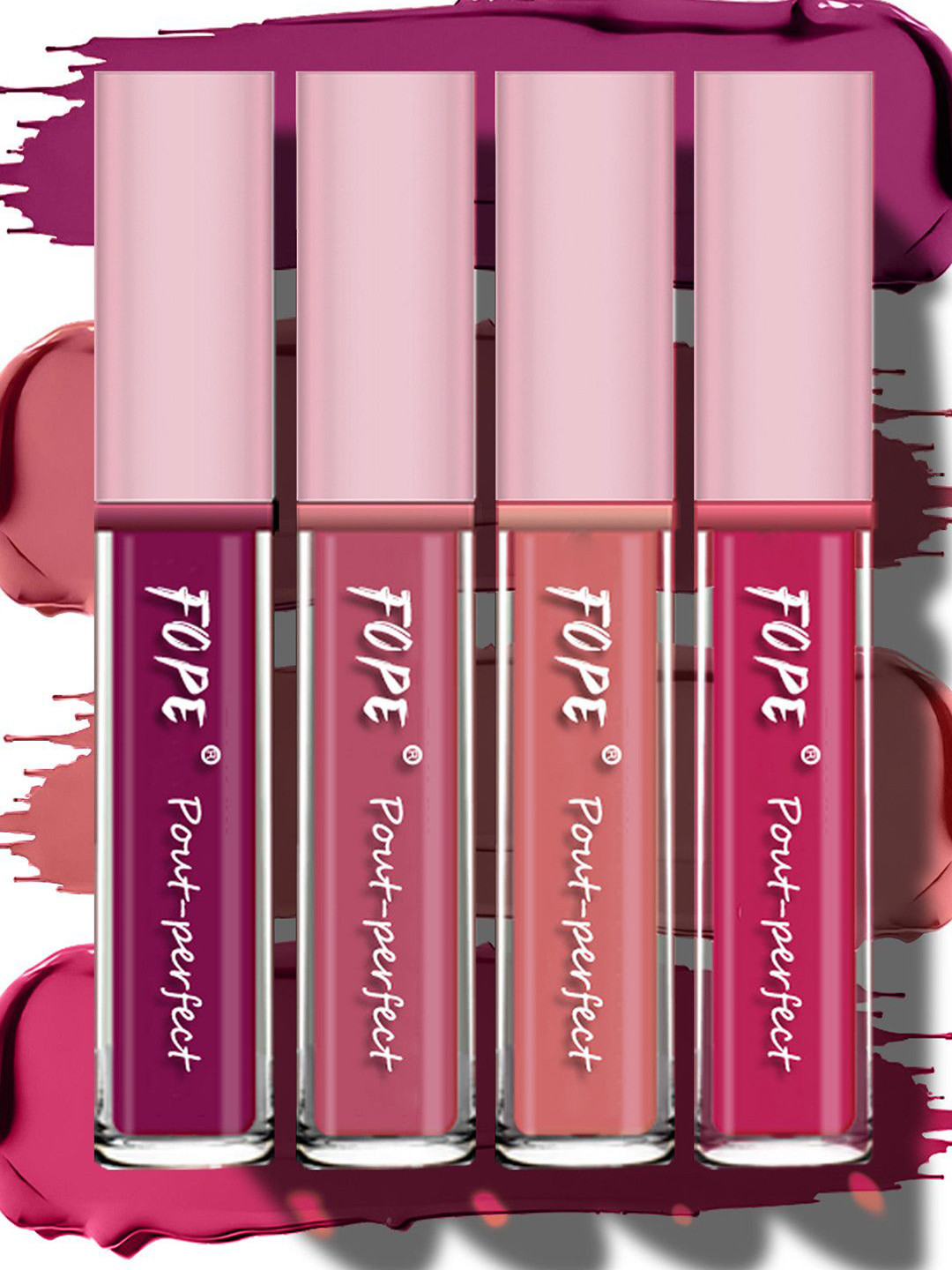 FOPE Pout Perfect Set Of 4 Long Lasting Matte Liquid Lipstick - 4ml Each 01-03-07-10