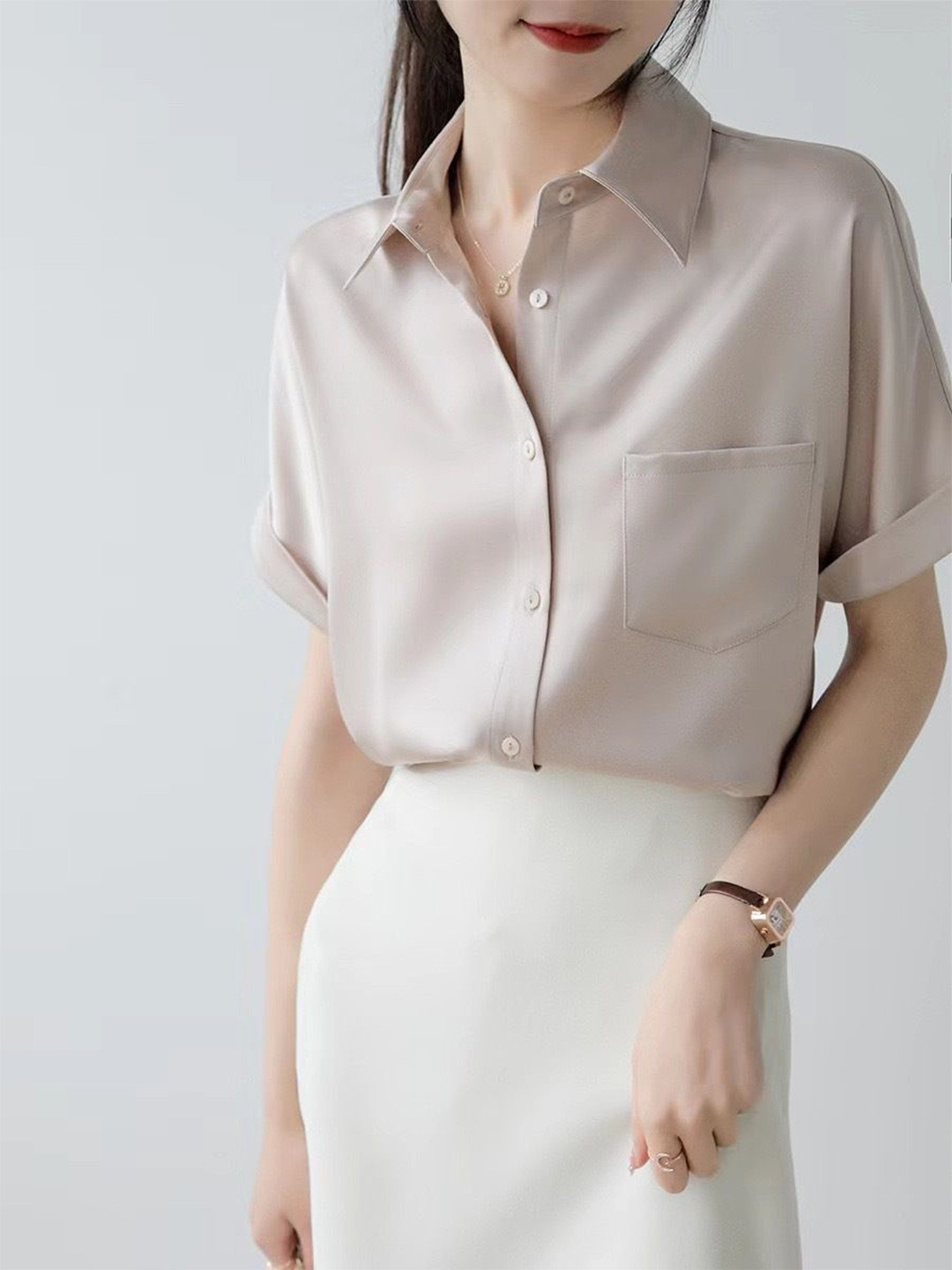 StyleCast x Revolte Women Roll-Up Sleeves Formal Shirt