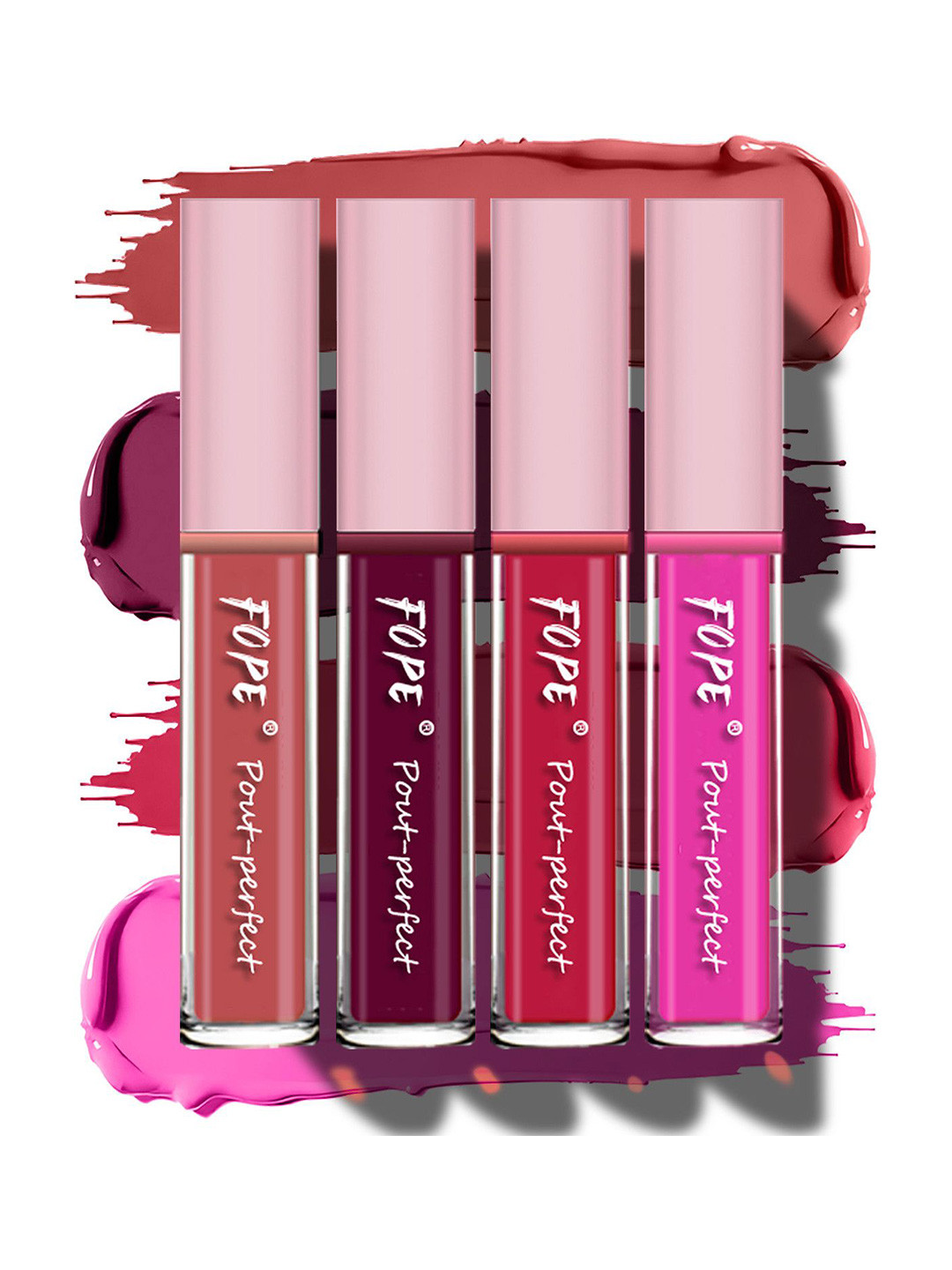 FOPE Set Of 4 Pout Perfect Long Lasting Rich Matte Liquid Lipstick - 4 ml Each