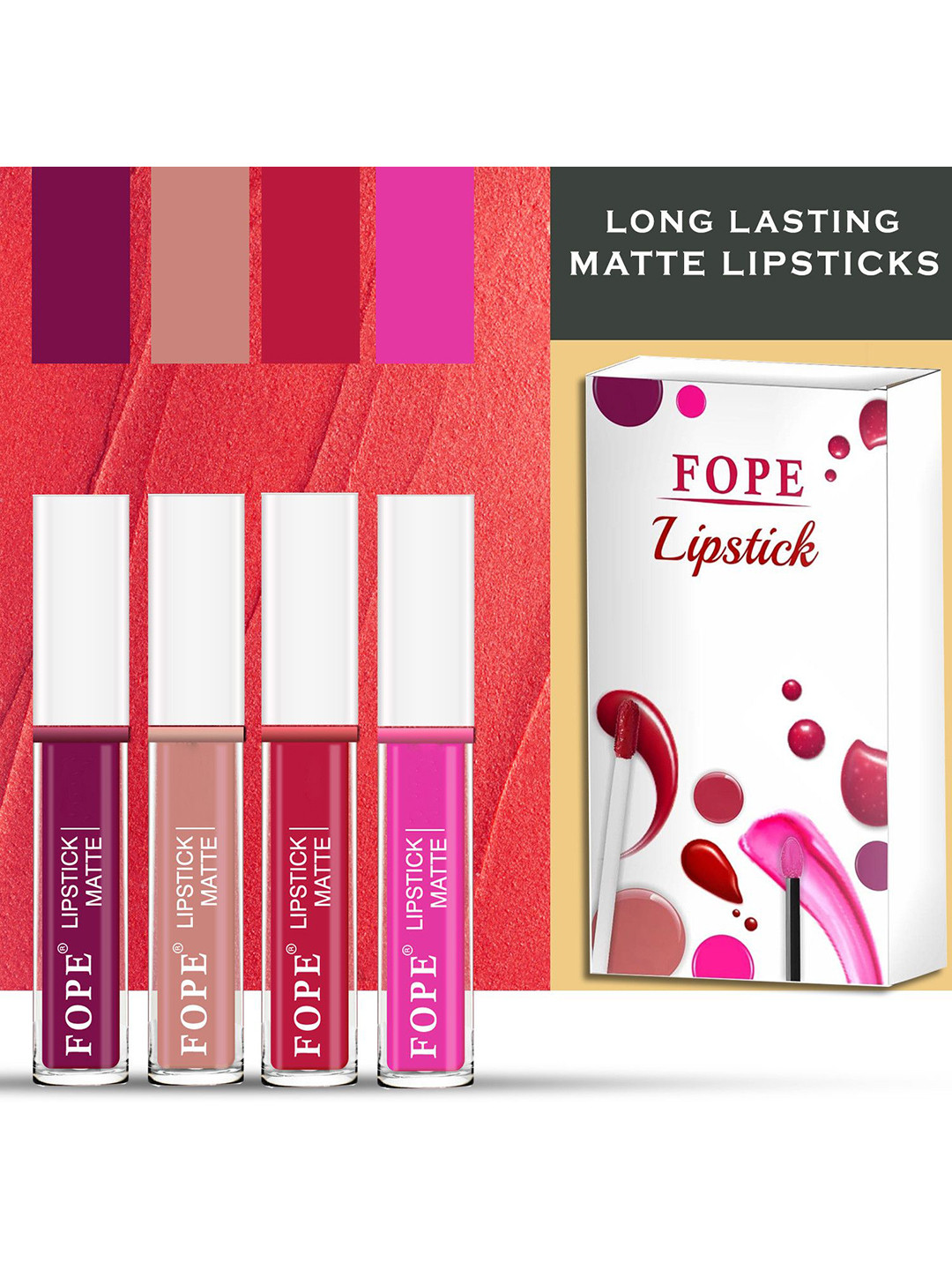 FOPE Set Of 4 Long Lasting Matte Liquid Lipstick - 4 ml Each - 01 - 06 - 09 - 12