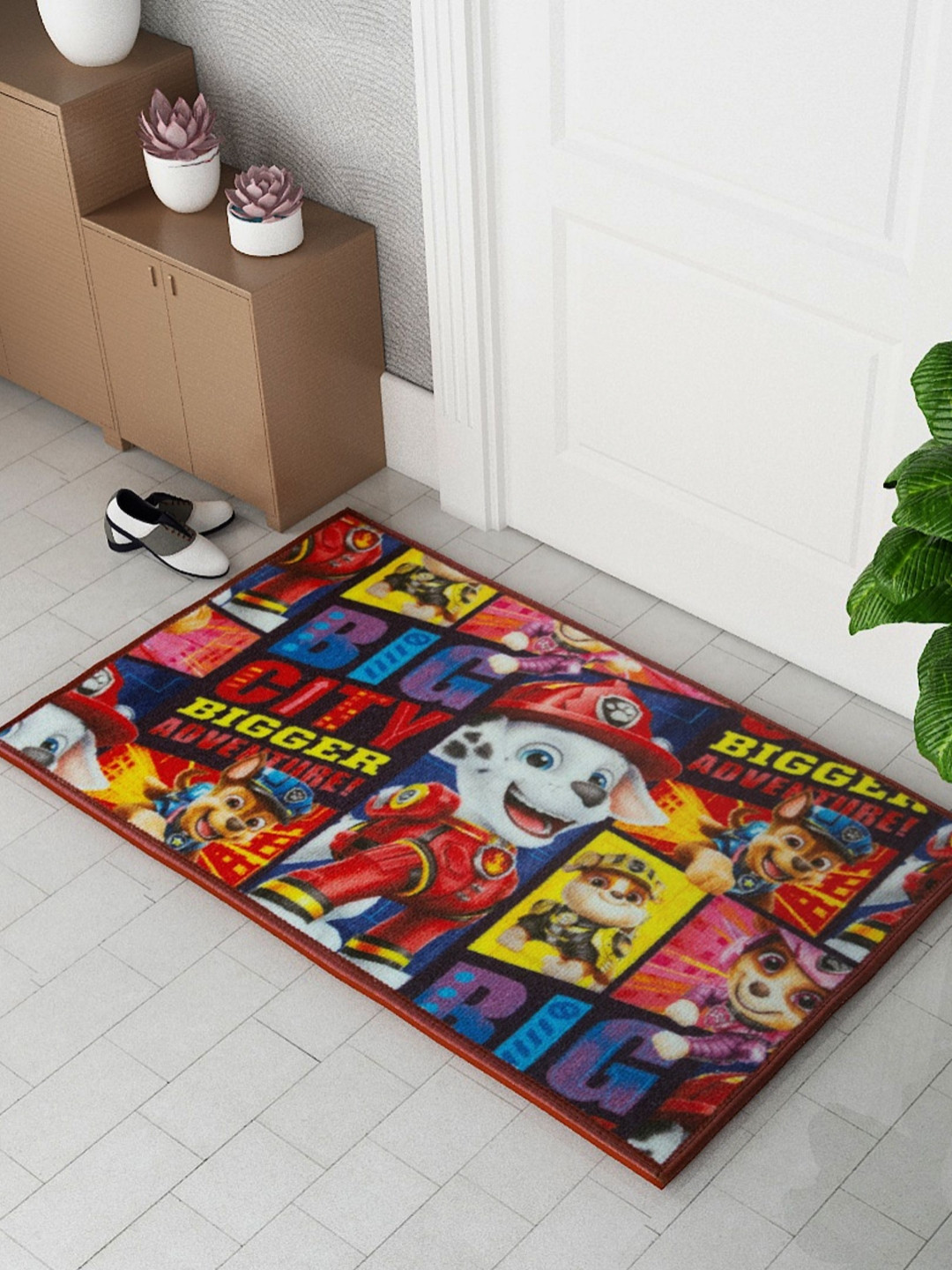 Athom Living Red & Blue Paw Patrol Big City Bigger Adventure Printed Anti-Skid Doormat
