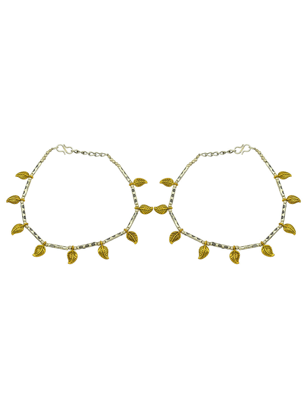 HIGH TRENDZ German Silver Gold-Plated Oxidised Anklets